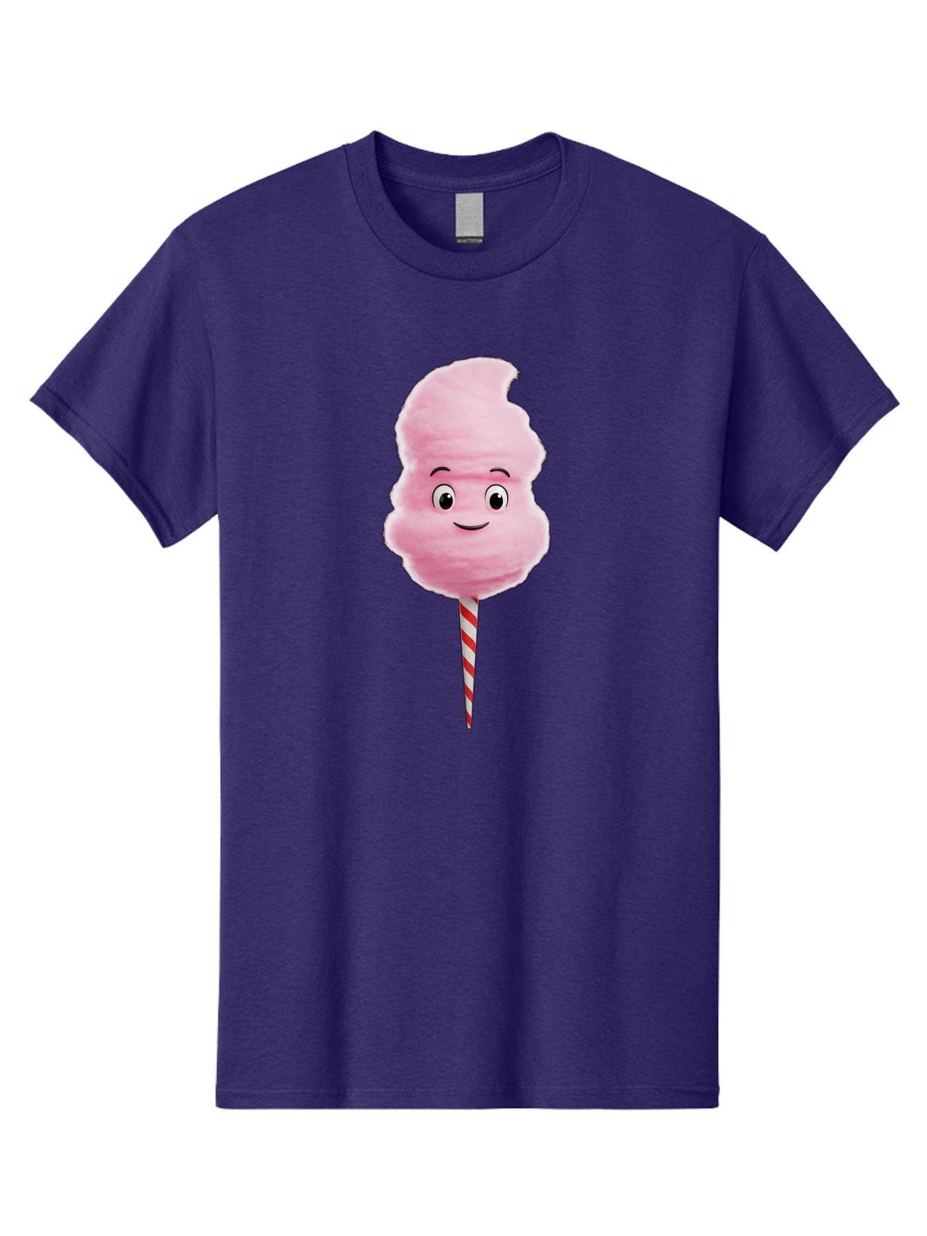 Cotton-Candy-11 Men'S Graphic Tee, 100% Cotton, Comfortable Casual Summer Wear, Machine Washable, Cotton Candy, Sweet Treats, Fluffy Pink Candy, Cartoon Character, Striped Stick, Cartoon Eyes, Smiley Face, Playful Illustration, Bac904
