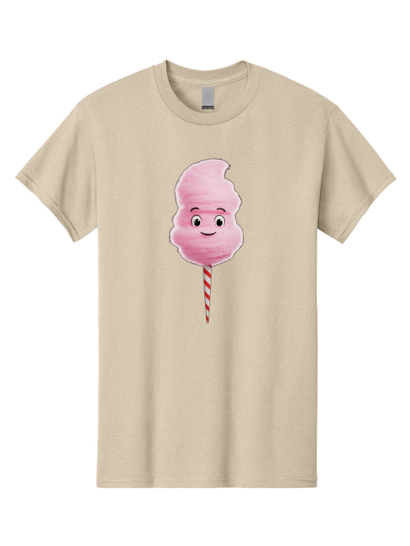 Cotton-Candy-11 Men'S Graphic Tee, 100% Cotton, Comfortable Casual Summer Wear, Machine Washable, Cotton Candy, Sweet Treats, Fluffy Pink Candy, Cartoon Character, Striped Stick, Cartoon Eyes, Smiley Face, Playful Illustration, Bac904 3