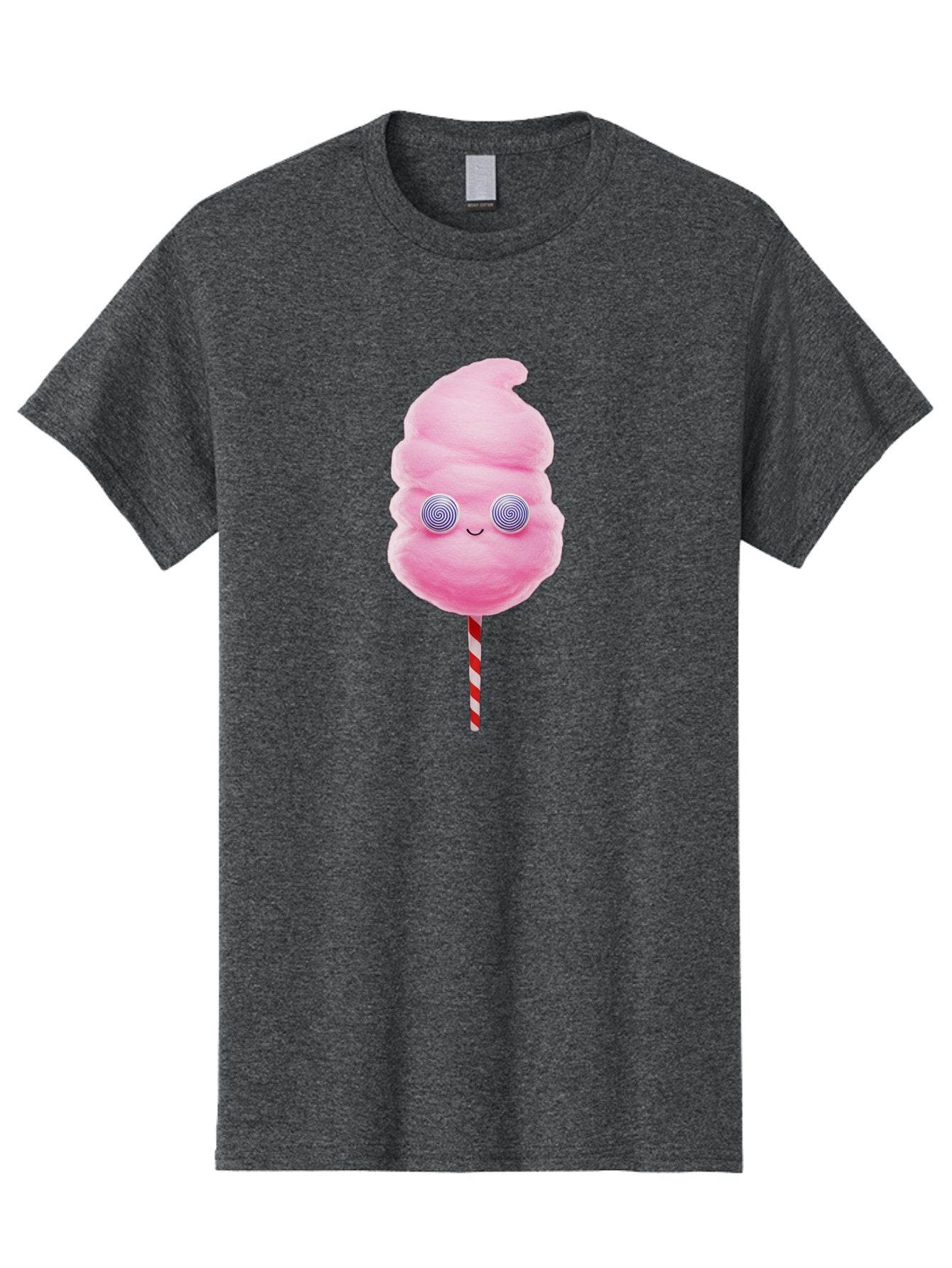 Cotton-Candy-12 Men'S Graphic Tee, 100% Cotton, Comfortable Casual Summer Wear, Machine Washable, Pink Cotton Candy, Happy Face, Spiral Eyes, Sweet Treat, Cartoon Style, Whimsical Illustration, Playful Design, Festive Atmosphere, Fun Food, Bac905 11