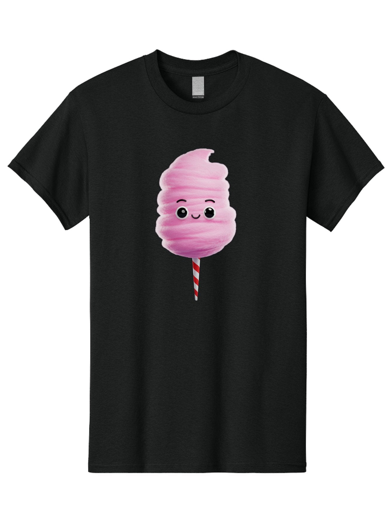 Cotton-Candy-13 Men'S Graphic Tee, 100% Cotton, Comfortable Casual Summer Wear, Machine Washable, Pink Cotton Candy On A Stick, Cartoon Character, Sweet Treats, Happy Face, Kawaii, Fluffy, Candy, Cartoon Illustration, Cute, Fun Bac906 15