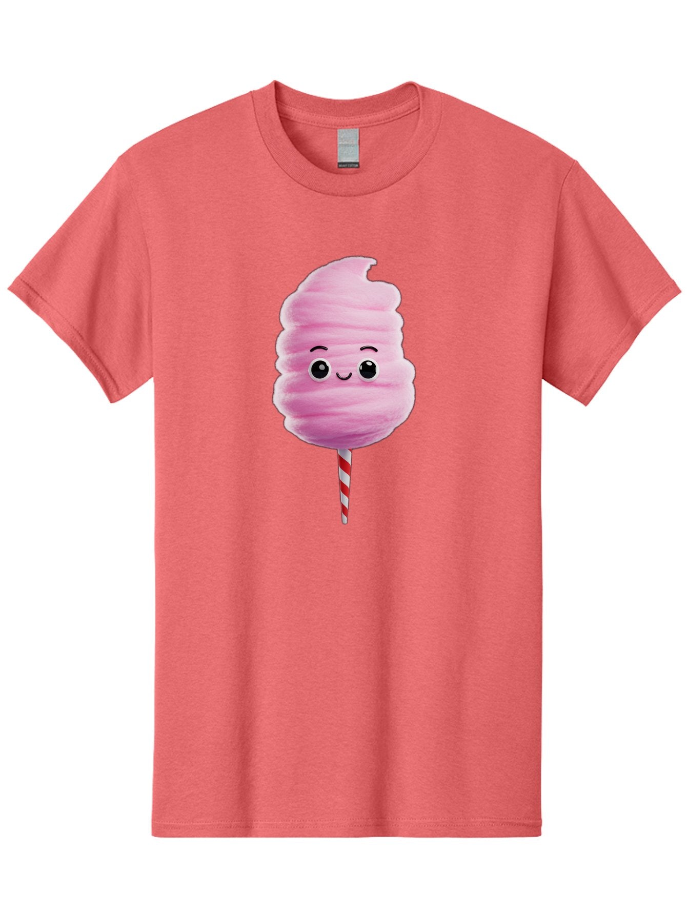 Cotton-Candy-13 Men'S Graphic Tee, 100% Cotton, Comfortable Casual Summer Wear, Machine Washable, Pink Cotton Candy On A Stick, Cartoon Character, Sweet Treats, Happy Face, Kawaii, Fluffy, Candy, Cartoon Illustration, Cute, Fun Bac906