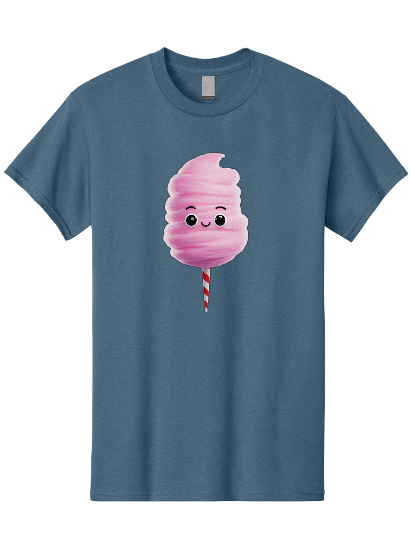 Cotton-Candy-13 Men'S Graphic Tee, 100% Cotton, Comfortable Casual Summer Wear, Machine Washable, Pink Cotton Candy On A Stick, Cartoon Character, Sweet Treats, Happy Face, Kawaii, Fluffy, Candy, Cartoon Illustration, Cute, Fun Bac906 6