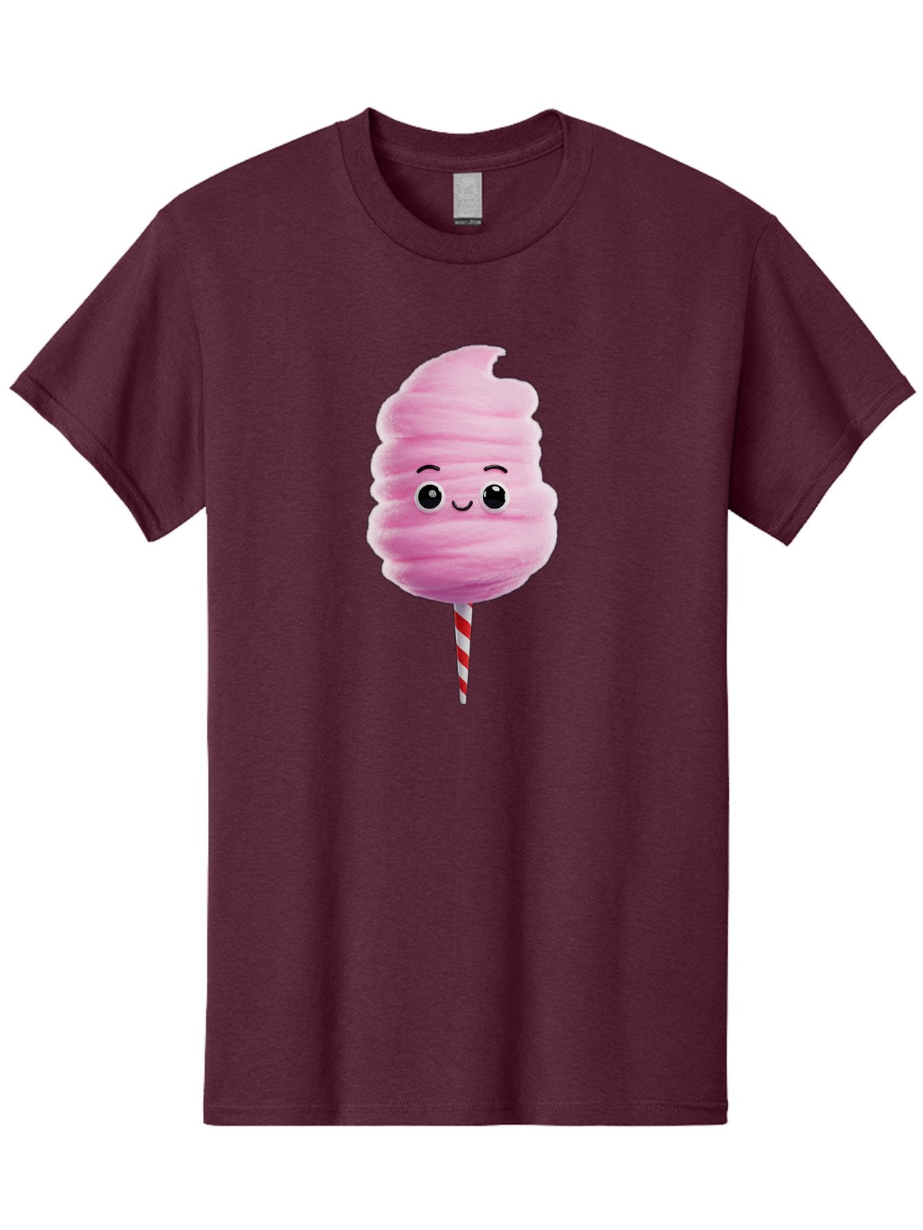 Cotton-Candy-13 Men'S Graphic Tee, 100% Cotton, Comfortable Casual Summer Wear, Machine Washable, Pink Cotton Candy On A Stick, Cartoon Character, Sweet Treats, Happy Face, Kawaii, Fluffy, Candy, Cartoon Illustration, Cute, Fun Bac906 11