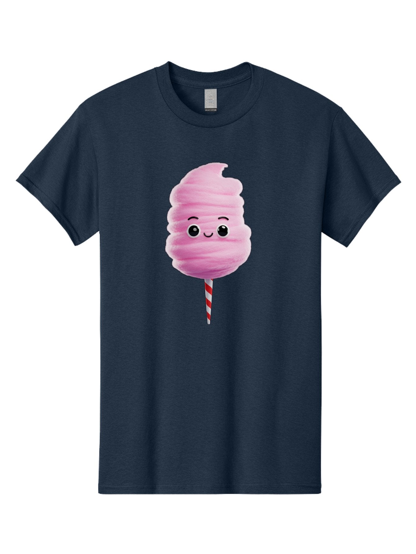Cotton-Candy-13 Men'S Graphic Tee, 100% Cotton, Comfortable Casual Summer Wear, Machine Washable, Pink Cotton Candy On A Stick, Cartoon Character, Sweet Treats, Happy Face, Kawaii, Fluffy, Candy, Cartoon Illustration, Cute, Fun Bac906 4