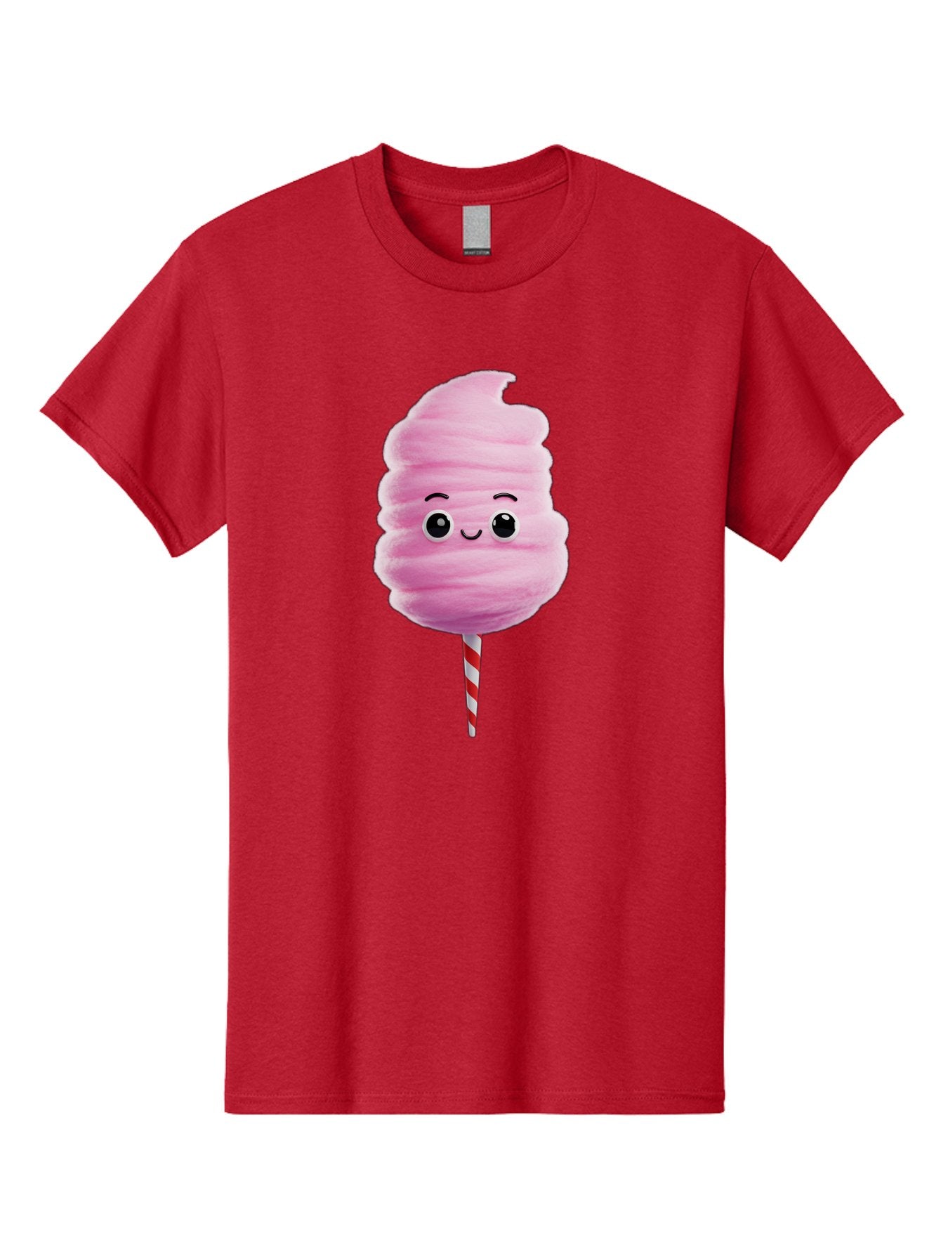 Cotton-Candy-13 Men'S Graphic Tee, 100% Cotton, Comfortable Casual Summer Wear, Machine Washable, Pink Cotton Candy On A Stick, Cartoon Character, Sweet Treats, Happy Face, Kawaii, Fluffy, Candy, Cartoon Illustration, Cute, Fun Bac906 14