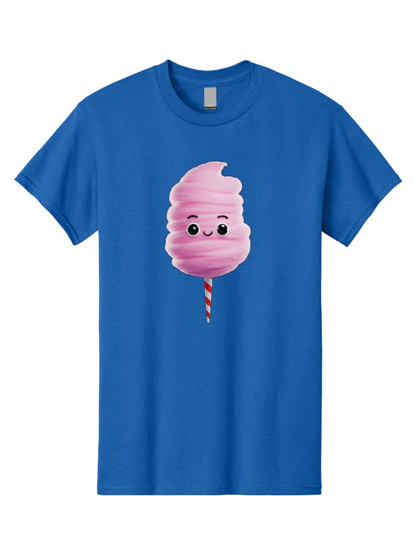 Cotton-Candy-13 Men'S Graphic Tee, 100% Cotton, Comfortable Casual Summer Wear, Machine Washable, Pink Cotton Candy On A Stick, Cartoon Character, Sweet Treats, Happy Face, Kawaii, Fluffy, Candy, Cartoon Illustration, Cute, Fun Bac906 3