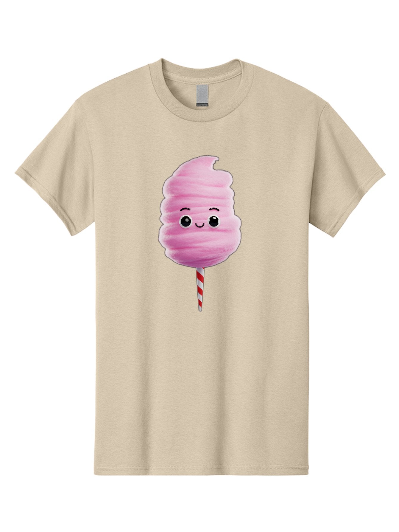 Cotton-Candy-13 Men'S Graphic Tee, 100% Cotton, Comfortable Casual Summer Wear, Machine Washable, Pink Cotton Candy On A Stick, Cartoon Character, Sweet Treats, Happy Face, Kawaii, Fluffy, Candy, Cartoon Illustration, Cute, Fun Bac906 7