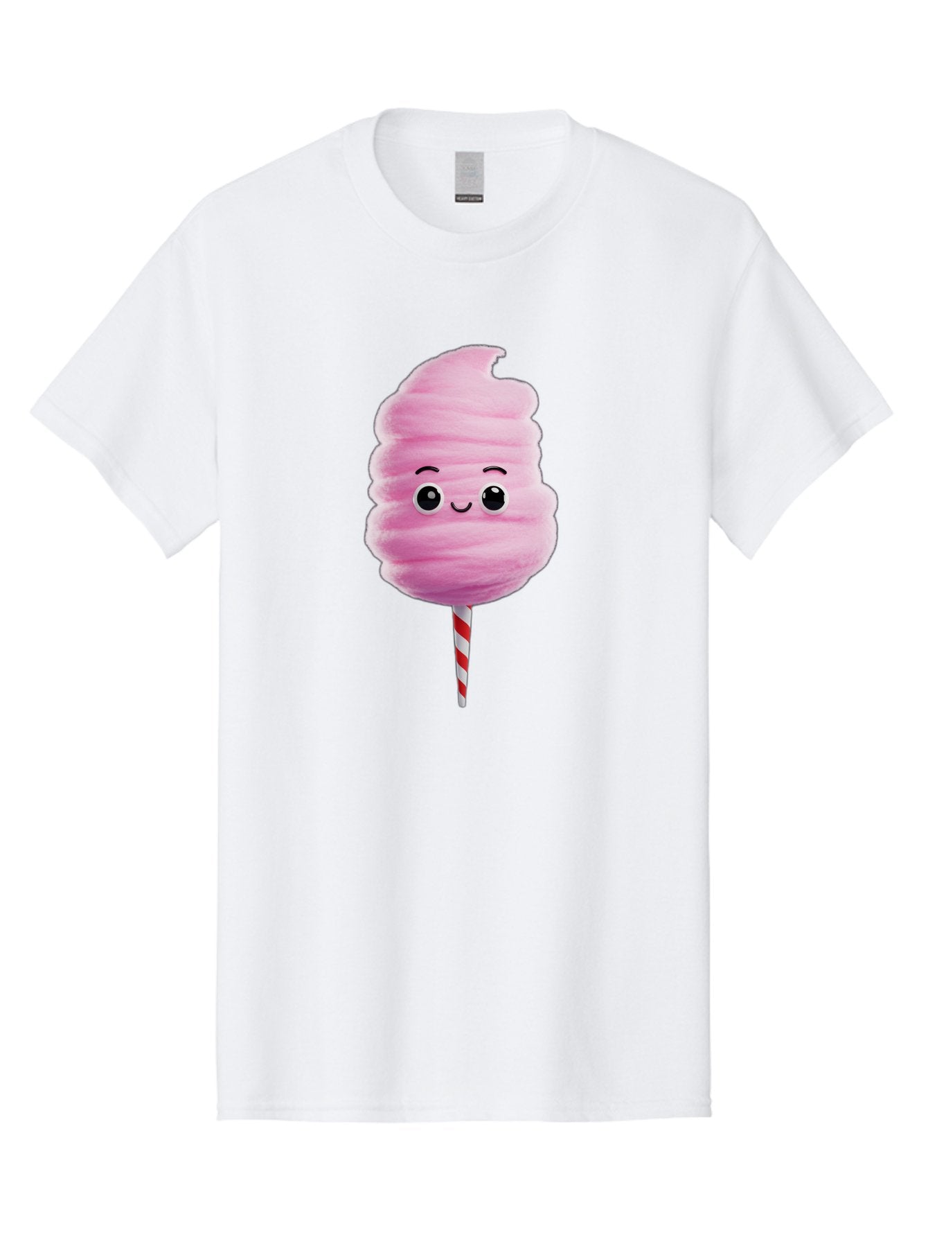 Cotton-Candy-13 Men'S Graphic Tee, 100% Cotton, Comfortable Casual Summer Wear, Machine Washable, Pink Cotton Candy On A Stick, Cartoon Character, Sweet Treats, Happy Face, Kawaii, Fluffy, Candy, Cartoon Illustration, Cute, Fun Bac906 13