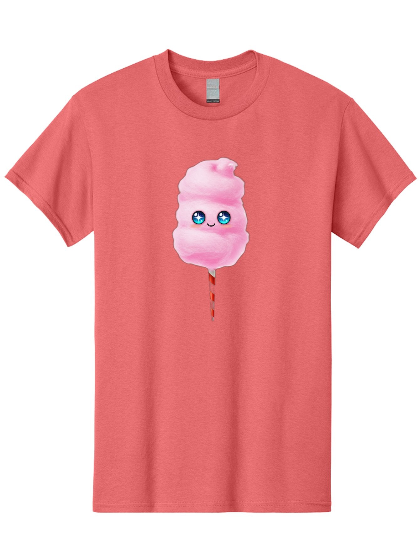 Cotton-Candy-14 Men'S Graphic Tee, 100% Cotton, Comfortable Casual Summer Wear, Machine Washable, Pink Cotton Candy, Cartoon Character, Kawaii, Cute Face, Blue Eyes, Smiley, Sweet Treats, Fluffy, Carnival, Fun, Cartoon Eyes, Adorable, Funfair Bac907 4