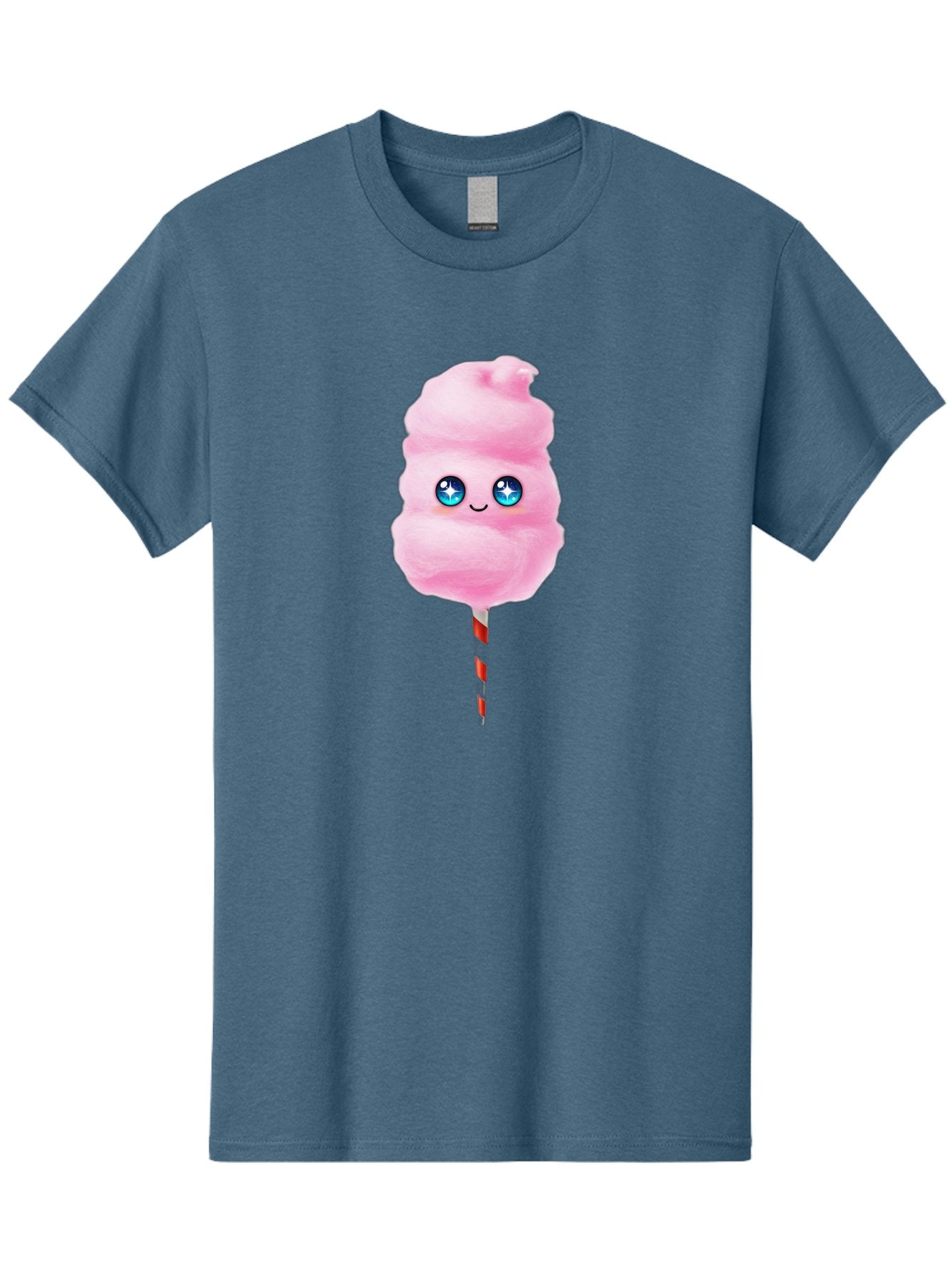 Cotton-Candy-14 Men'S Graphic Tee, 100% Cotton, Comfortable Casual Summer Wear, Machine Washable, Pink Cotton Candy, Cartoon Character, Kawaii, Cute Face, Blue Eyes, Smiley, Sweet Treats, Fluffy, Carnival, Fun, Cartoon Eyes, Adorable, Funfair Bac907 9