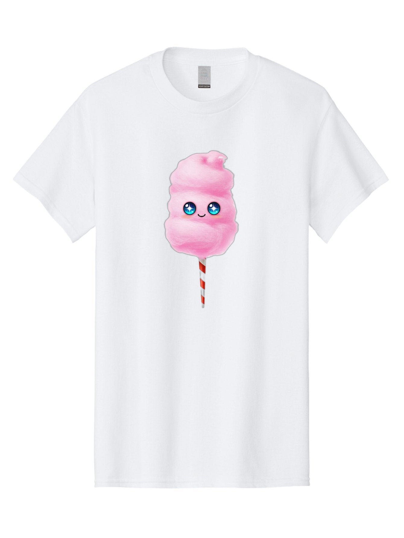 Cotton-Candy-14 Men'S Graphic Tee, 100% Cotton, Comfortable Casual Summer Wear, Machine Washable, Pink Cotton Candy, Cartoon Character, Kawaii, Cute Face, Blue Eyes, Smiley, Sweet Treats, Fluffy, Carnival, Fun, Cartoon Eyes, Adorable, Funfair Bac907