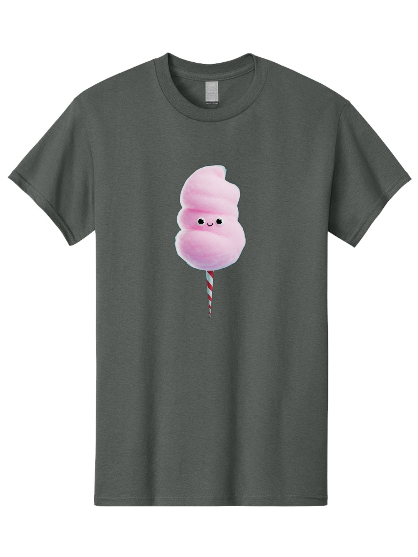 Cotton-Candy-15 Men'S Graphic Tee, 100% Cotton, Comfortable Casual Summer Wear, Machine Washable, Cotton Candy, Sweet Treat, Pastel Pink Color, Smiley Face, Red And White Striped Stick, Fluffy Texture, Cute, Candy, Cartoon Character, Fun, Bac908