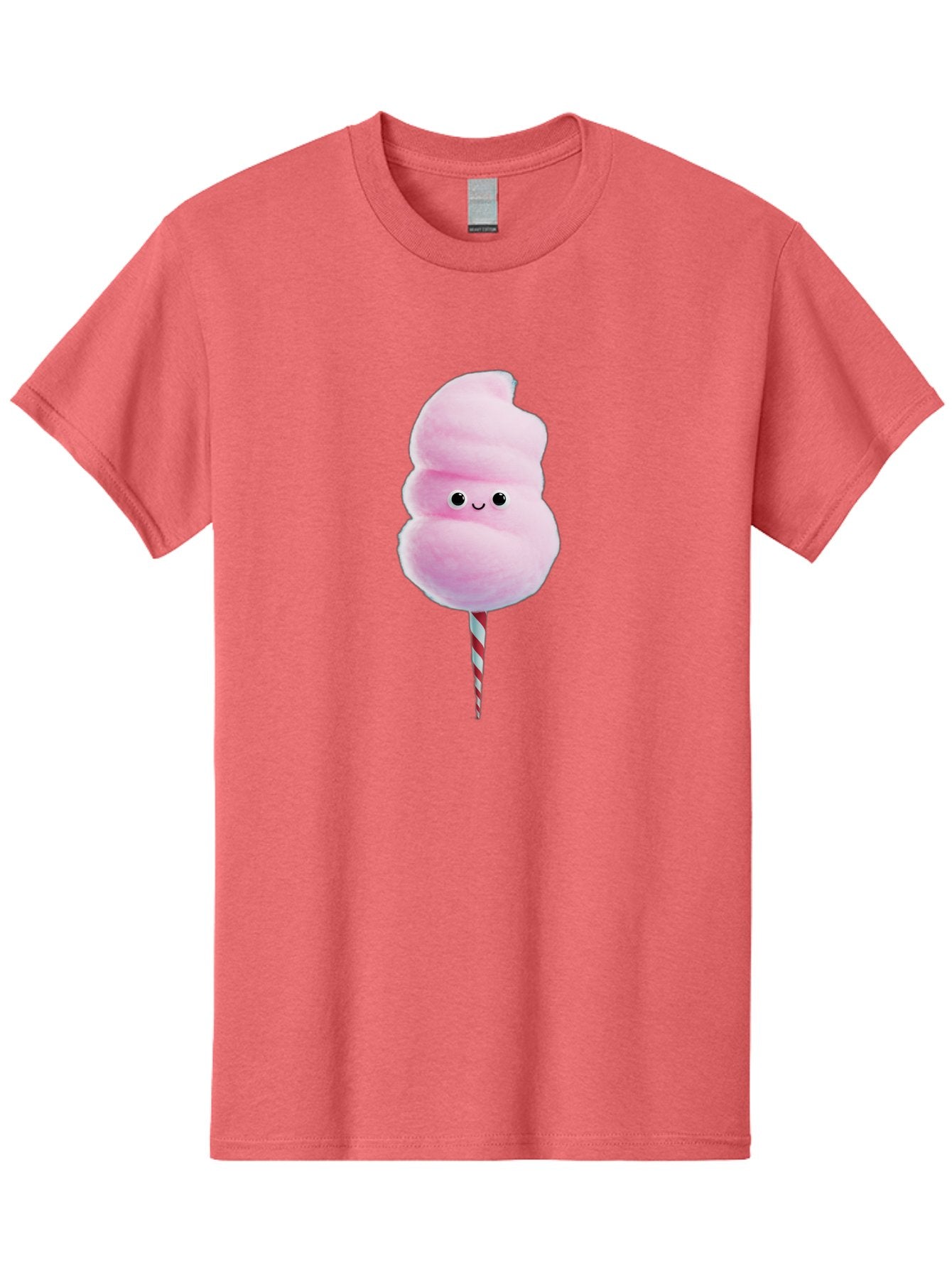 Cotton-Candy-15 Men'S Graphic Tee, 100% Cotton, Comfortable Casual Summer Wear, Machine Washable, Cotton Candy, Sweet Treat, Pastel Pink Color, Smiley Face, Red And White Striped Stick, Fluffy Texture, Cute, Candy, Cartoon Character, Fun, Bac908 5