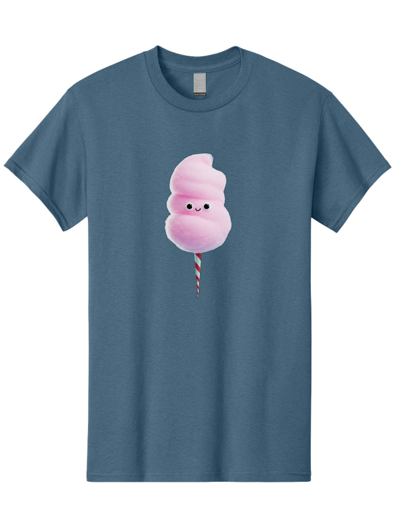 Cotton-Candy-15 Men'S Graphic Tee, 100% Cotton, Comfortable Casual Summer Wear, Machine Washable, Cotton Candy, Sweet Treat, Pastel Pink Color, Smiley Face, Red And White Striped Stick, Fluffy Texture, Cute, Candy, Cartoon Character, Fun, Bac908 3