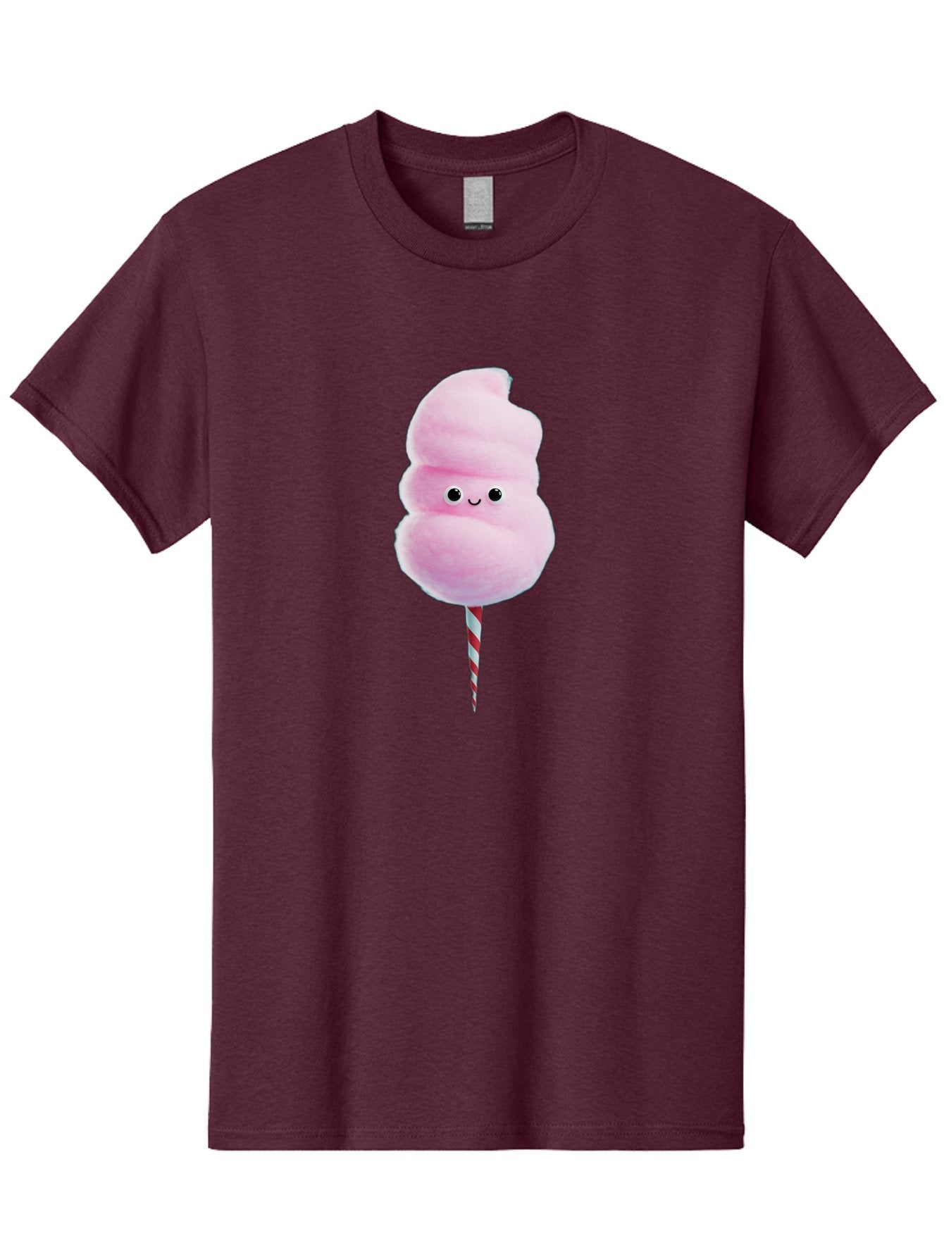 Cotton-Candy-15 Men'S Graphic Tee, 100% Cotton, Comfortable Casual Summer Wear, Machine Washable, Cotton Candy, Sweet Treat, Pastel Pink Color, Smiley Face, Red And White Striped Stick, Fluffy Texture, Cute, Candy, Cartoon Character, Fun, Bac908 15