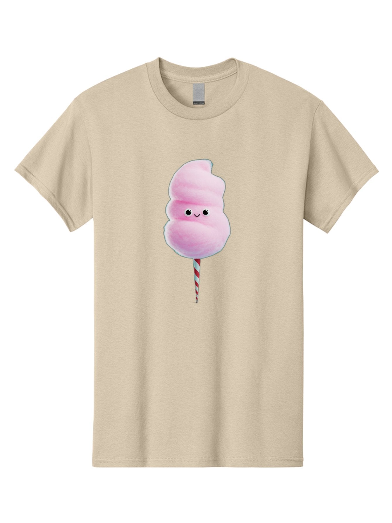 Cotton-Candy-15 Men'S Graphic Tee, 100% Cotton, Comfortable Casual Summer Wear, Machine Washable, Cotton Candy, Sweet Treat, Pastel Pink Color, Smiley Face, Red And White Striped Stick, Fluffy Texture, Cute, Candy, Cartoon Character, Fun, Bac908