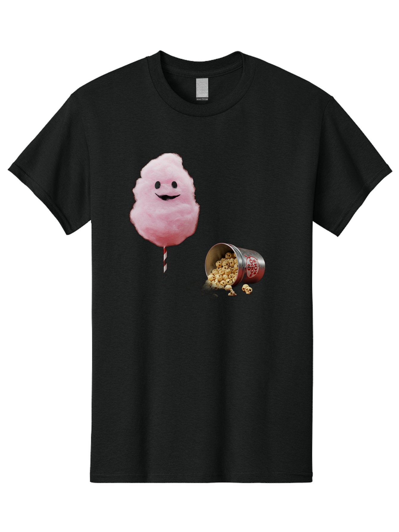 Cotton-Candy-16 Men'S Graphic Tee, 100% Cotton, Comfortable Casual Summer Wear, Machine Washable, Cartoon Cotton Candy With A Smiling Mouth, Cotton Candy On A Stick, Fun Food, Cartoon Snack, Popcorn Treat, Colorful Graphics, Playful Imagery, Bac909 11