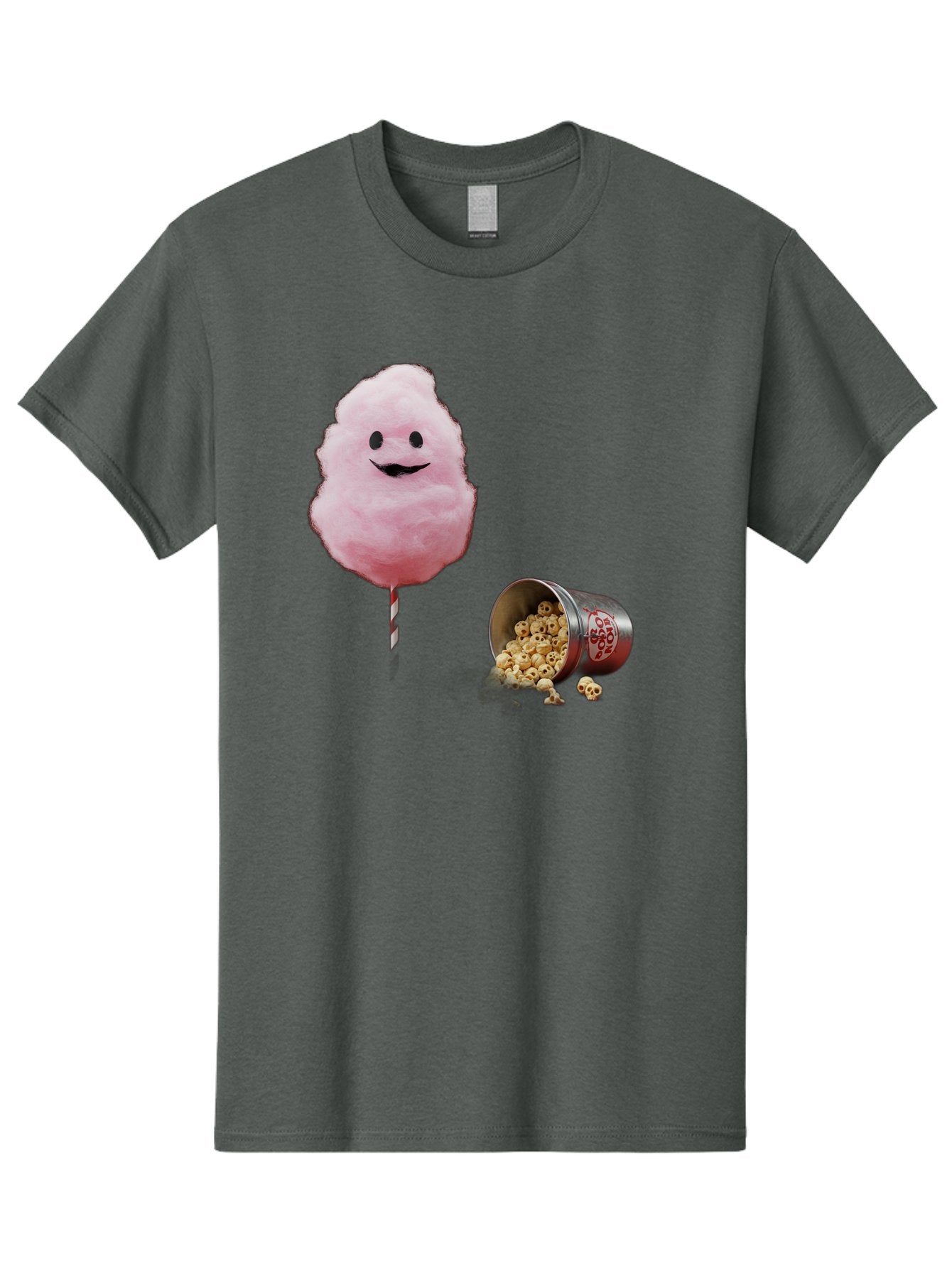 Cotton-Candy-16 Men'S Graphic Tee, 100% Cotton, Comfortable Casual Summer Wear, Machine Washable, Cartoon Cotton Candy With A Smiling Mouth, Cotton Candy On A Stick, Fun Food, Cartoon Snack, Popcorn Treat, Colorful Graphics, Playful Imagery, Bac909 3