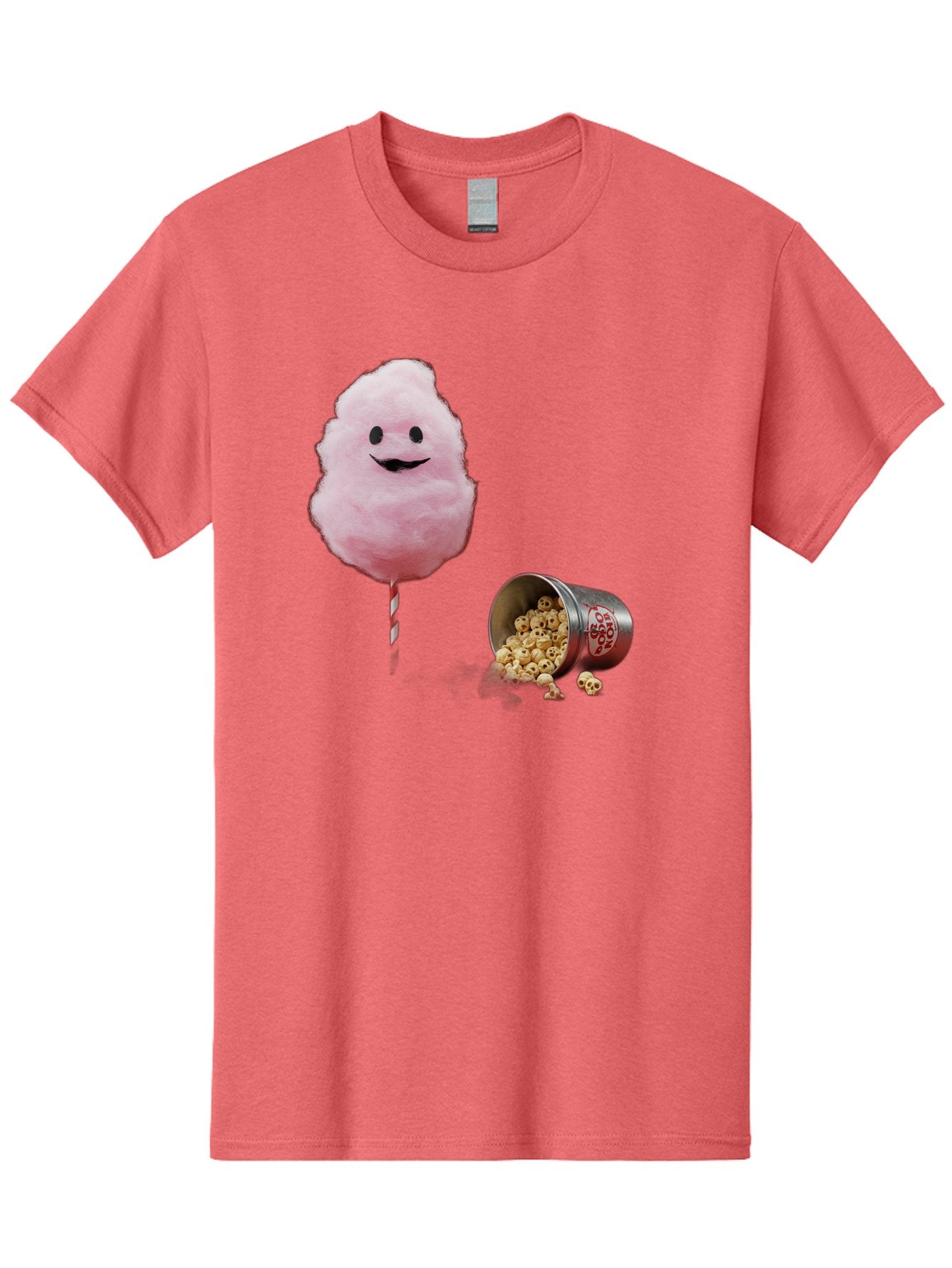 Cotton-Candy-16 Men'S Graphic Tee, 100% Cotton, Comfortable Casual Summer Wear, Machine Washable, Cartoon Cotton Candy With A Smiling Mouth, Cotton Candy On A Stick, Fun Food, Cartoon Snack, Popcorn Treat, Colorful Graphics, Playful Imagery, Bac909 4
