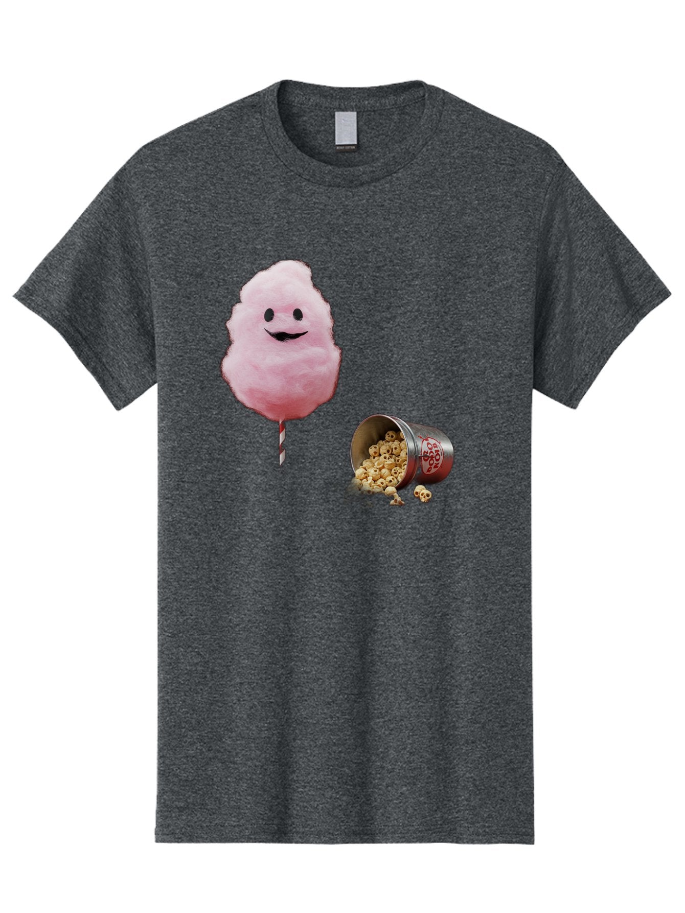 Cotton-Candy-16 Men'S Graphic Tee, 100% Cotton, Comfortable Casual Summer Wear, Machine Washable, Cartoon Cotton Candy With A Smiling Mouth, Cotton Candy On A Stick, Fun Food, Cartoon Snack, Popcorn Treat, Colorful Graphics, Playful Imagery, Bac909 13
