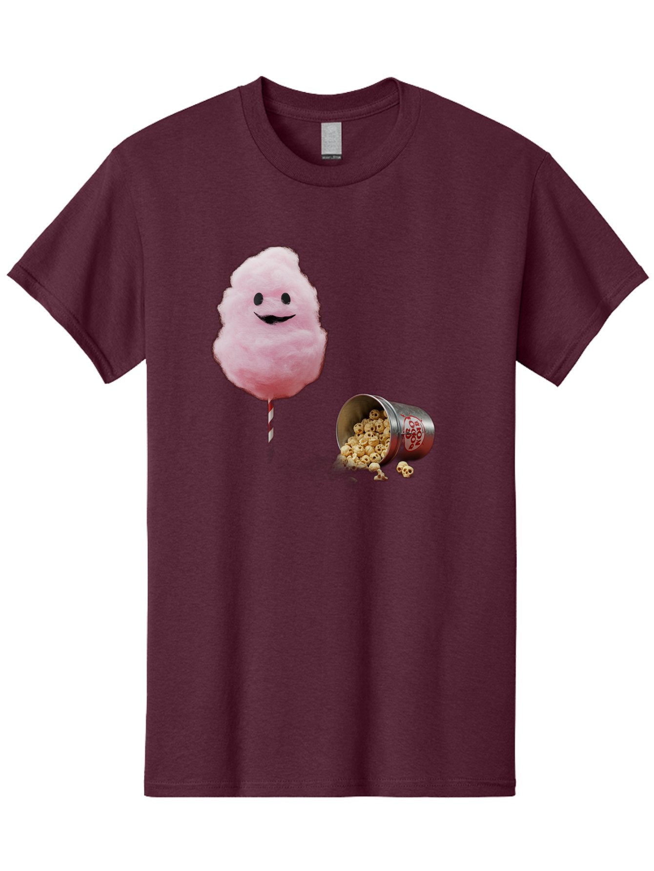 Cotton-Candy-16 Men'S Graphic Tee, 100% Cotton, Comfortable Casual Summer Wear, Machine Washable, Cartoon Cotton Candy With A Smiling Mouth, Cotton Candy On A Stick, Fun Food, Cartoon Snack, Popcorn Treat, Colorful Graphics, Playful Imagery, Bac909 5