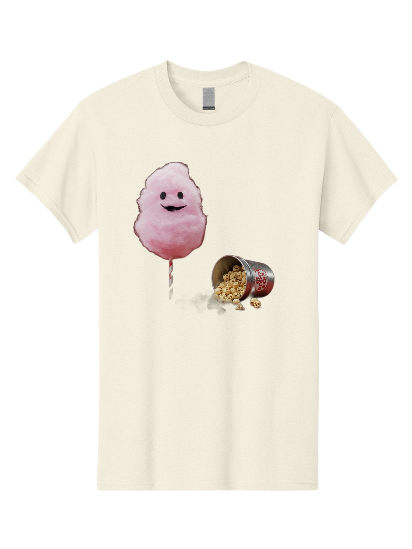 Cotton-Candy-16 Men'S Graphic Tee, 100% Cotton, Comfortable Casual Summer Wear, Machine Washable, Cartoon Cotton Candy With A Smiling Mouth, Cotton Candy On A Stick, Fun Food, Cartoon Snack, Popcorn Treat, Colorful Graphics, Playful Imagery, Bac909 7