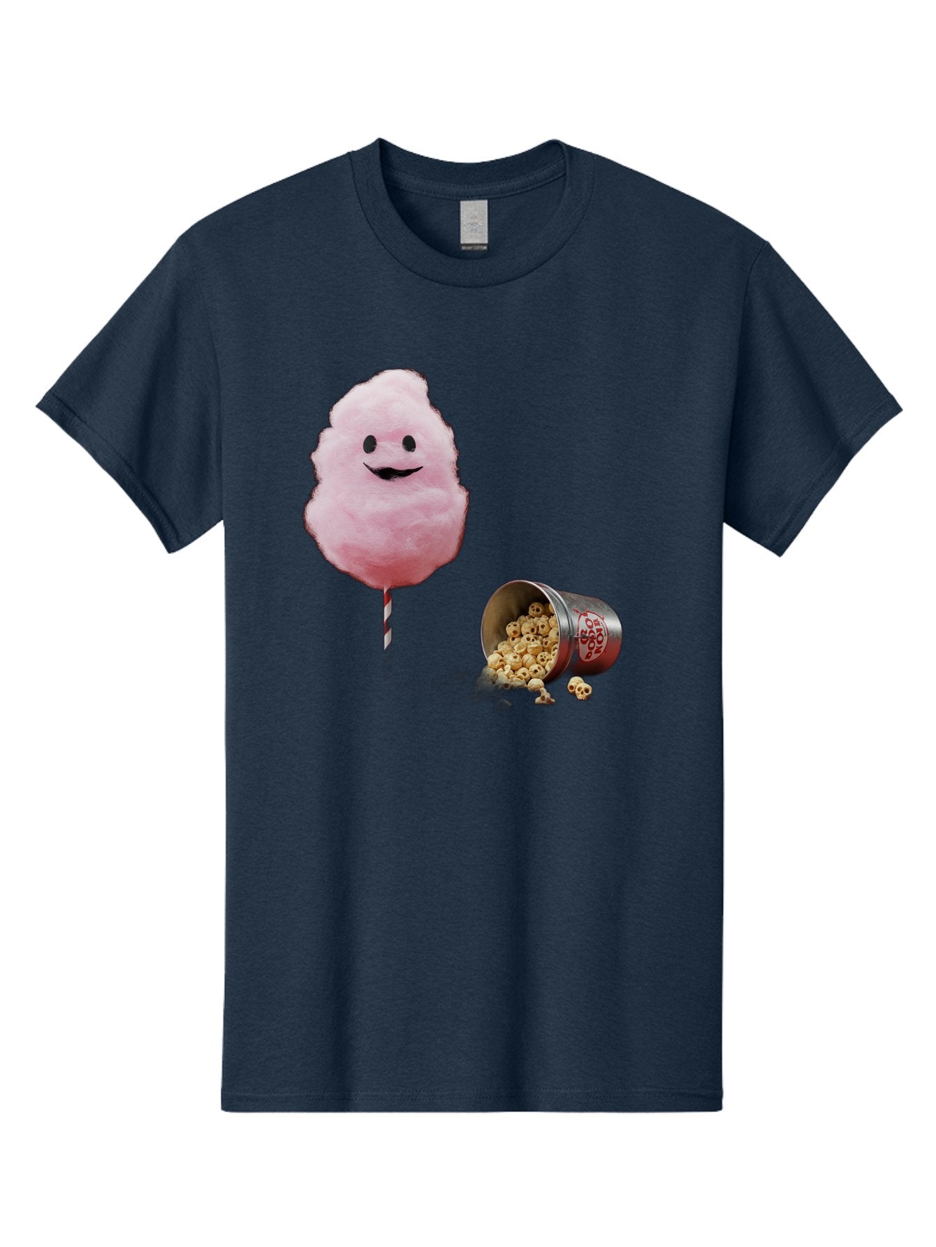 Cotton-Candy-16 Men'S Graphic Tee, 100% Cotton, Comfortable Casual Summer Wear, Machine Washable, Cartoon Cotton Candy With A Smiling Mouth, Cotton Candy On A Stick, Fun Food, Cartoon Snack, Popcorn Treat, Colorful Graphics, Playful Imagery, Bac909 8