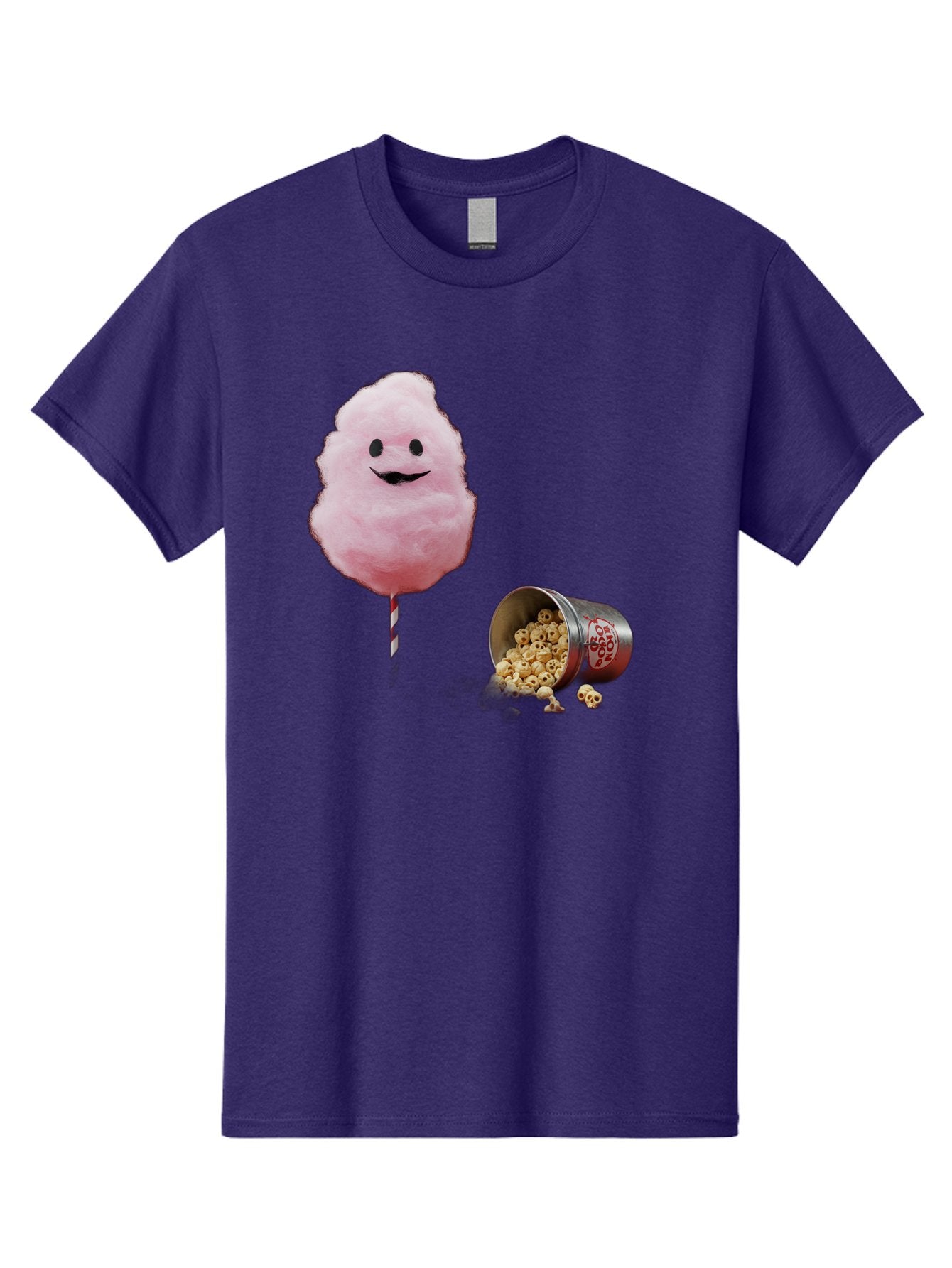Cotton-Candy-16 Men'S Graphic Tee, 100% Cotton, Comfortable Casual Summer Wear, Machine Washable, Cartoon Cotton Candy With A Smiling Mouth, Cotton Candy On A Stick, Fun Food, Cartoon Snack, Popcorn Treat, Colorful Graphics, Playful Imagery, Bac909 10