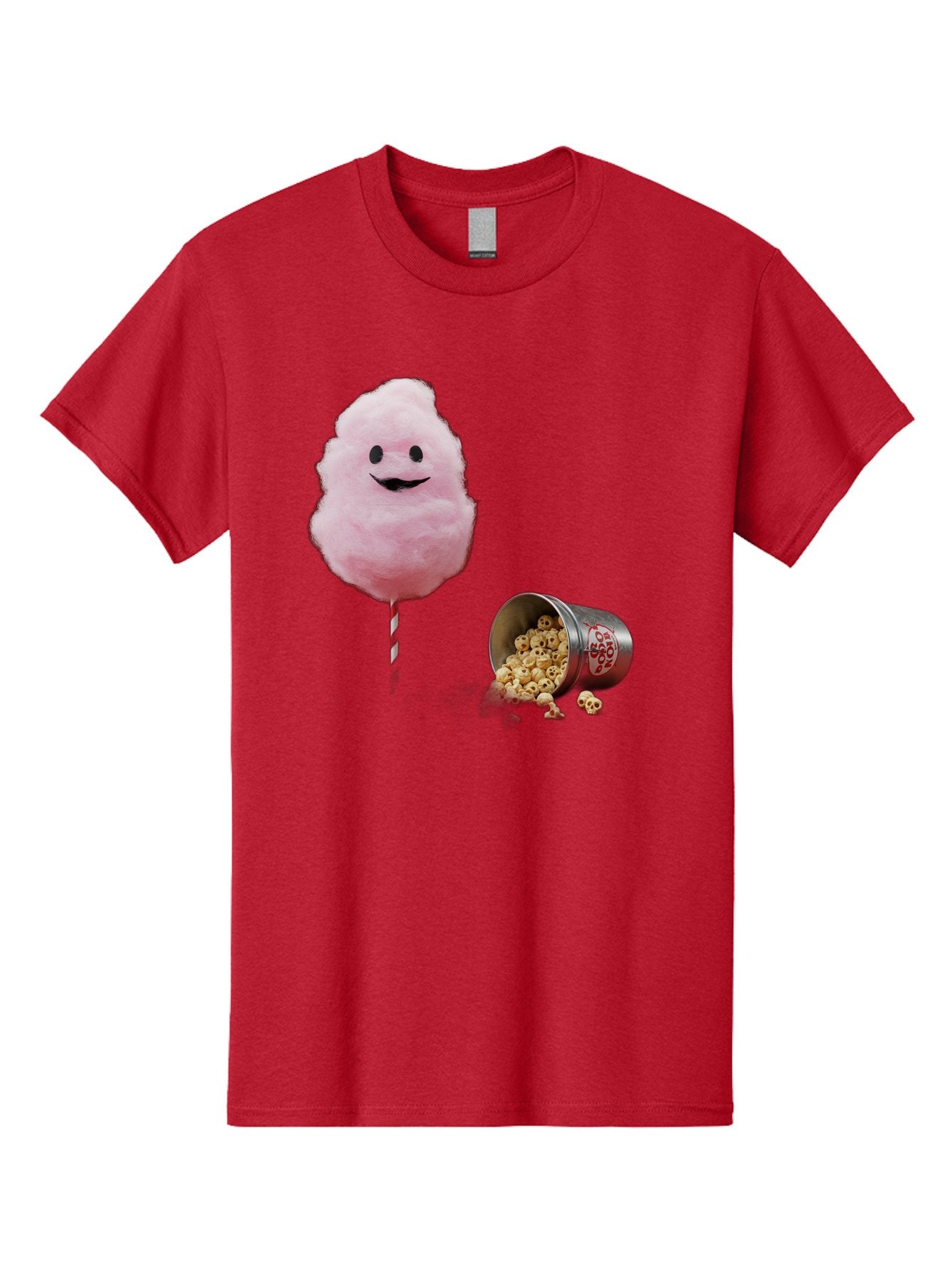 Cotton-Candy-16 Men'S Graphic Tee, 100% Cotton, Comfortable Casual Summer Wear, Machine Washable, Cartoon Cotton Candy With A Smiling Mouth, Cotton Candy On A Stick, Fun Food, Cartoon Snack, Popcorn Treat, Colorful Graphics, Playful Imagery, Bac909 9