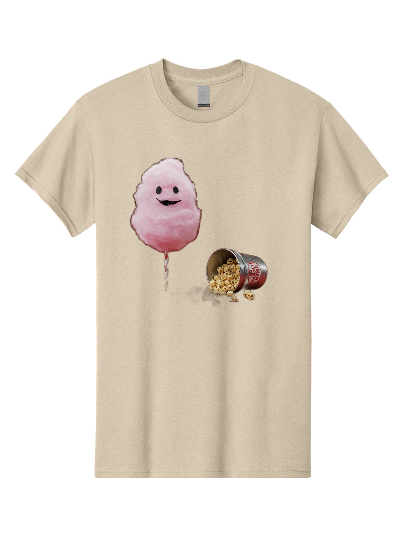 Cotton-Candy-16 Men'S Graphic Tee, 100% Cotton, Comfortable Casual Summer Wear, Machine Washable, Cartoon Cotton Candy With A Smiling Mouth, Cotton Candy On A Stick, Fun Food, Cartoon Snack, Popcorn Treat, Colorful Graphics, Playful Imagery, Bac909 6