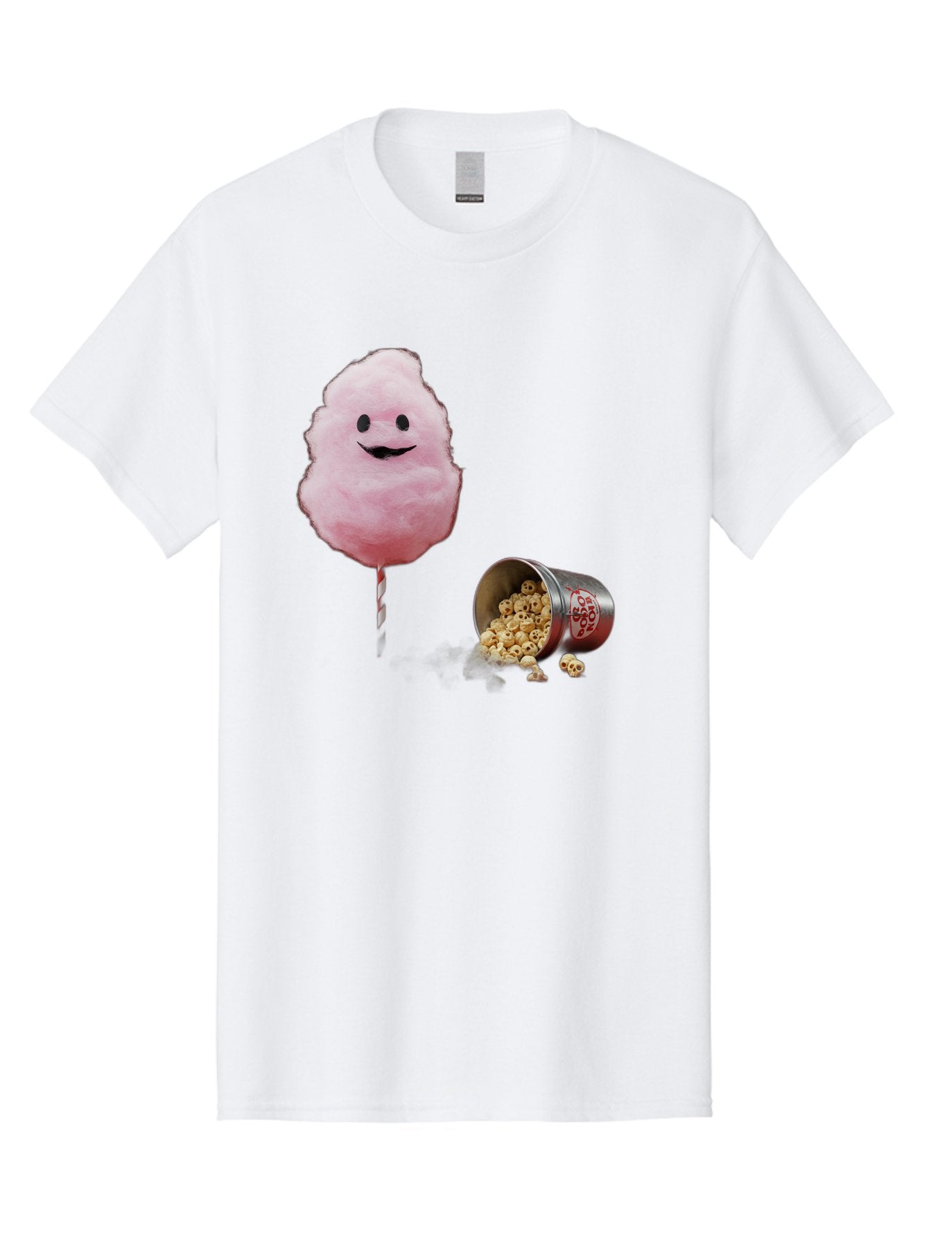 Cotton-Candy-16 Men'S Graphic Tee, 100% Cotton, Comfortable Casual Summer Wear, Machine Washable, Cartoon Cotton Candy With A Smiling Mouth, Cotton Candy On A Stick, Fun Food, Cartoon Snack, Popcorn Treat, Colorful Graphics, Playful Imagery, Bac909 12