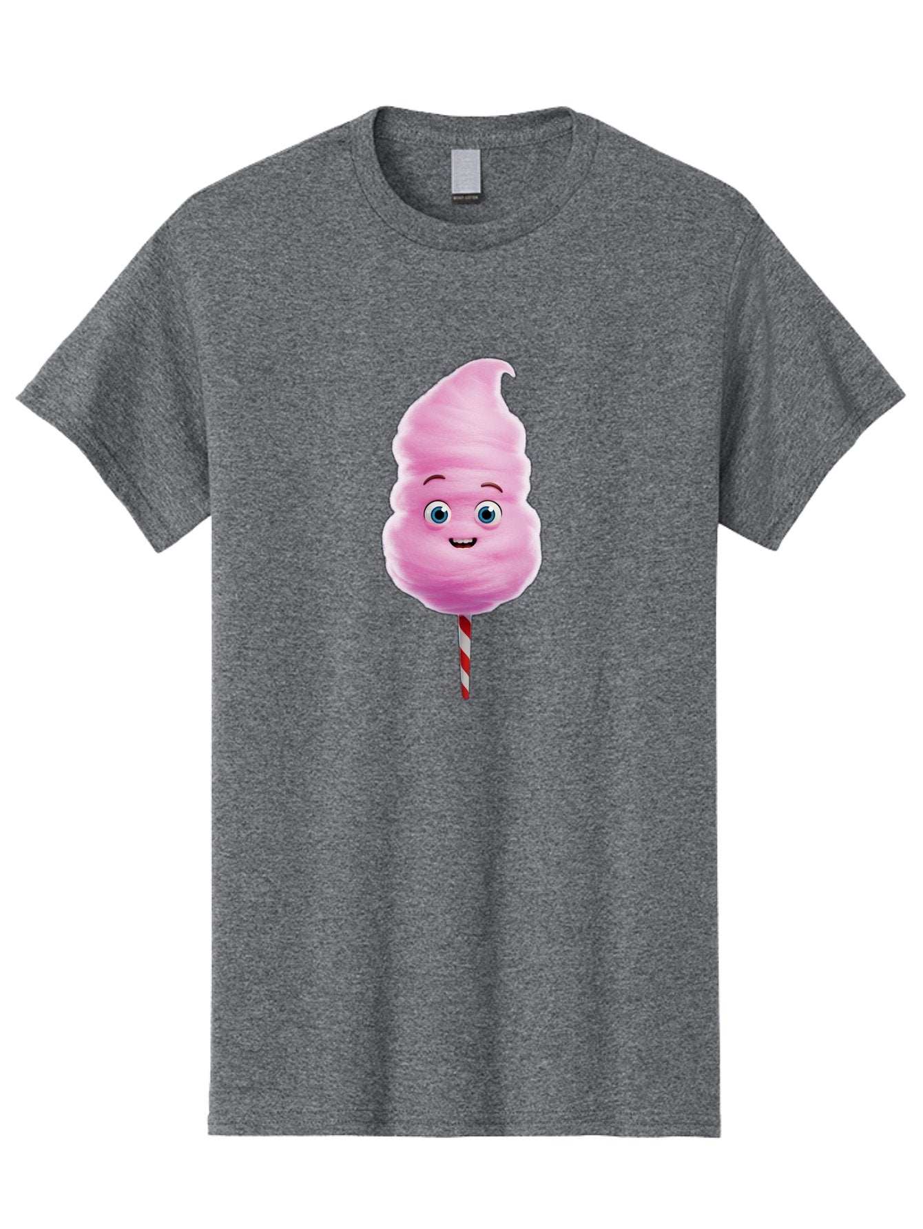 Cotton-Candy-3 Men'S Graphic Tee, 100% Cotton, Comfortable Casual Summer Wear, Machine Washable, Cotton Candy, Fluffy Treat, Cartoon Character, Sweet Delight, Blue Eyes, Cheerful Smile, Striped Stick, Carnival Snack, Party Dessert Bac911