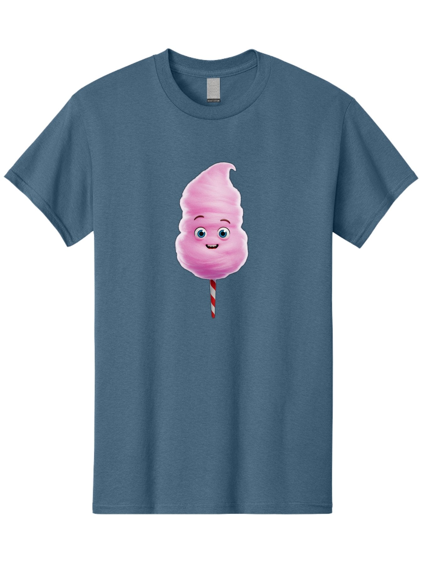 Cotton-Candy-3 Men'S Graphic Tee, 100% Cotton, Comfortable Casual Summer Wear, Machine Washable, Cotton Candy, Fluffy Treat, Cartoon Character, Sweet Delight, Blue Eyes, Cheerful Smile, Striped Stick, Carnival Snack, Party Dessert Bac911 4