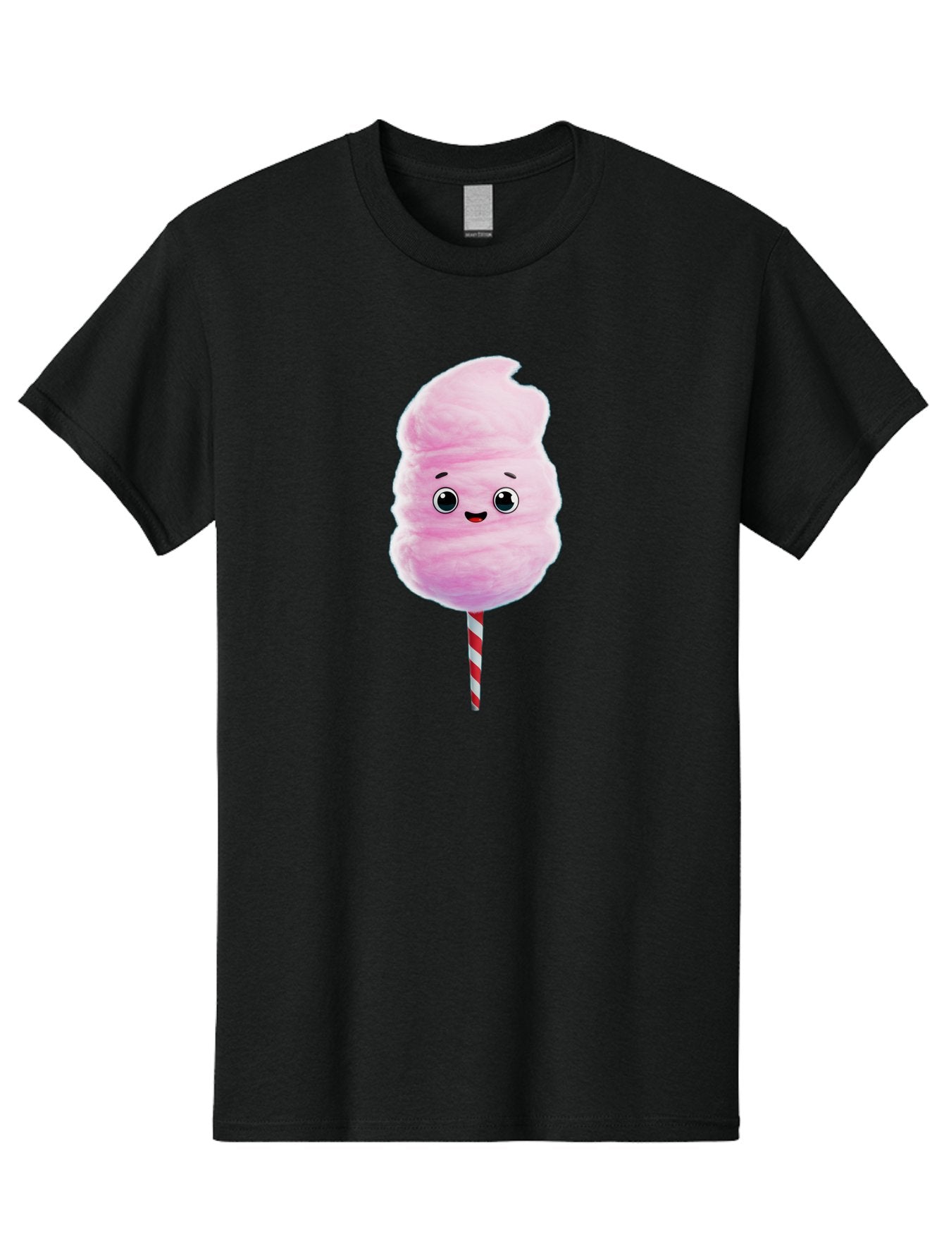 Cotton-Candy-4 Men'S Graphic Tee, 100% Cotton, Comfortable Casual Summer Wear, Machine Washable, Fluffy Pink Cotton Candy, Cartoon Character, Sweet Treat, Striped Stick, Cute Face, Happy Expression, Carnival Snack, Sugary Delight, Bac912 7
