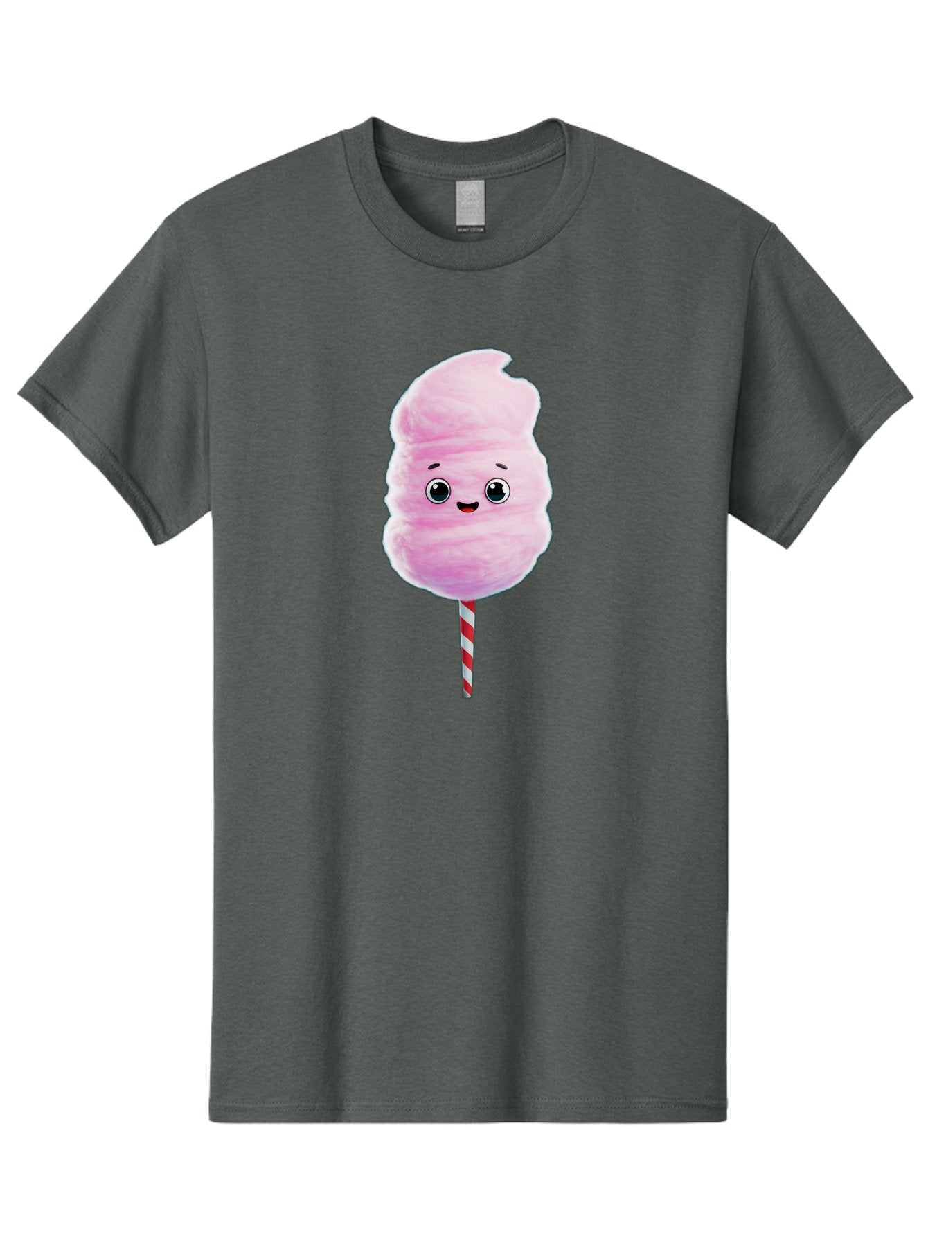 Cotton-Candy-4 Men'S Graphic Tee, 100% Cotton, Comfortable Casual Summer Wear, Machine Washable, Fluffy Pink Cotton Candy, Cartoon Character, Sweet Treat, Striped Stick, Cute Face, Happy Expression, Carnival Snack, Sugary Delight, Bac912 5