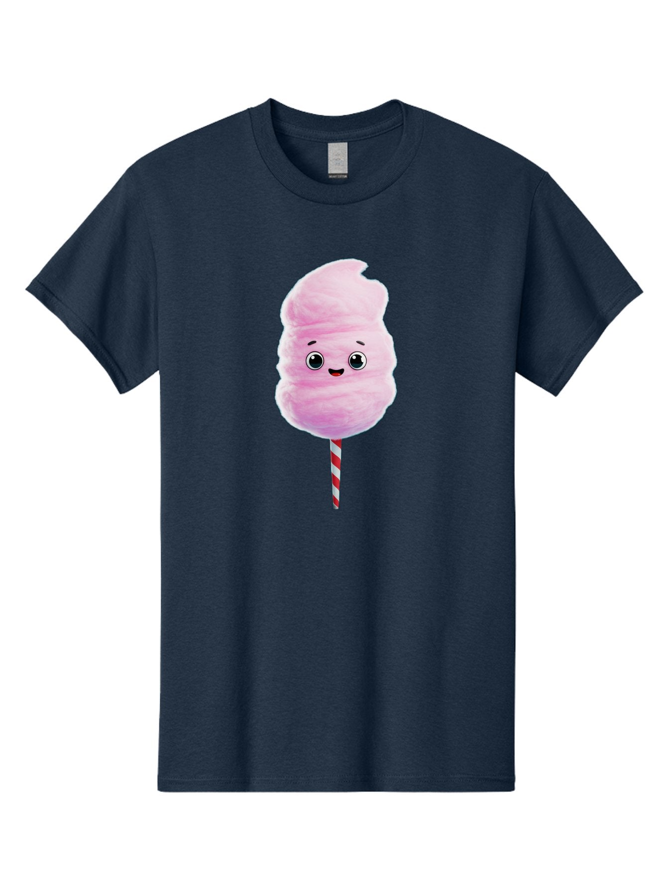 Cotton-Candy-4 Men'S Graphic Tee, 100% Cotton, Comfortable Casual Summer Wear, Machine Washable, Fluffy Pink Cotton Candy, Cartoon Character, Sweet Treat, Striped Stick, Cute Face, Happy Expression, Carnival Snack, Sugary Delight, Bac912 9