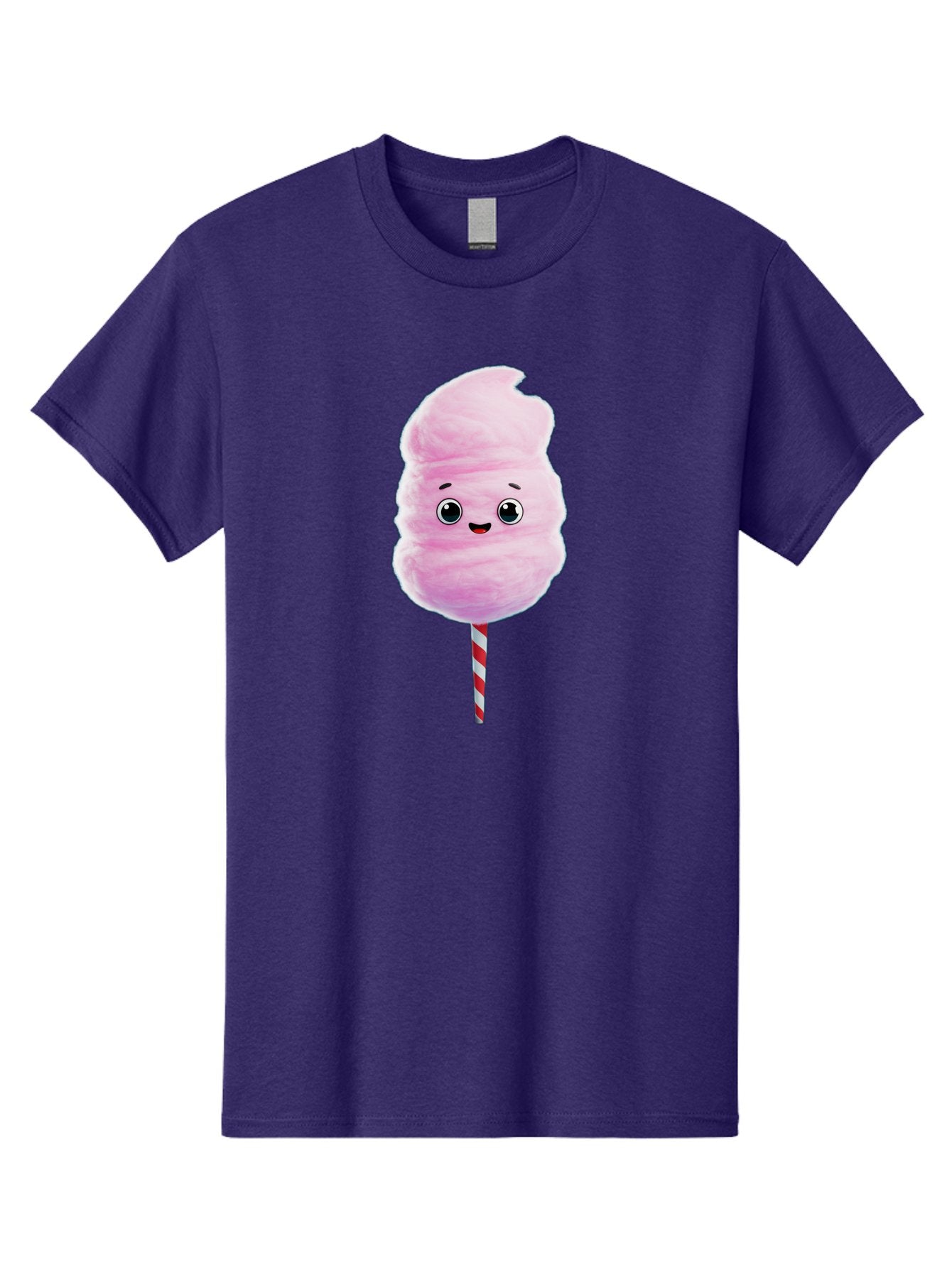 Cotton-Candy-4 Men'S Graphic Tee, 100% Cotton, Comfortable Casual Summer Wear, Machine Washable, Fluffy Pink Cotton Candy, Cartoon Character, Sweet Treat, Striped Stick, Cute Face, Happy Expression, Carnival Snack, Sugary Delight, Bac912 4