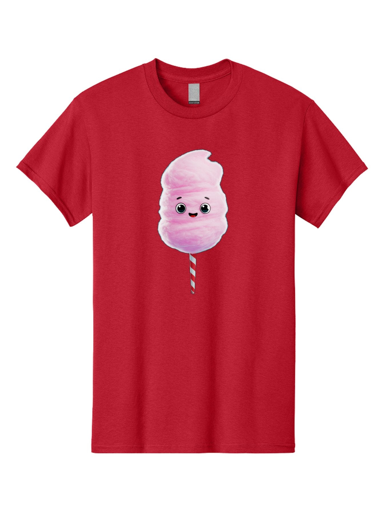 Cotton-Candy-4 Men'S Graphic Tee, 100% Cotton, Comfortable Casual Summer Wear, Machine Washable, Fluffy Pink Cotton Candy, Cartoon Character, Sweet Treat, Striped Stick, Cute Face, Happy Expression, Carnival Snack, Sugary Delight, Bac912 3