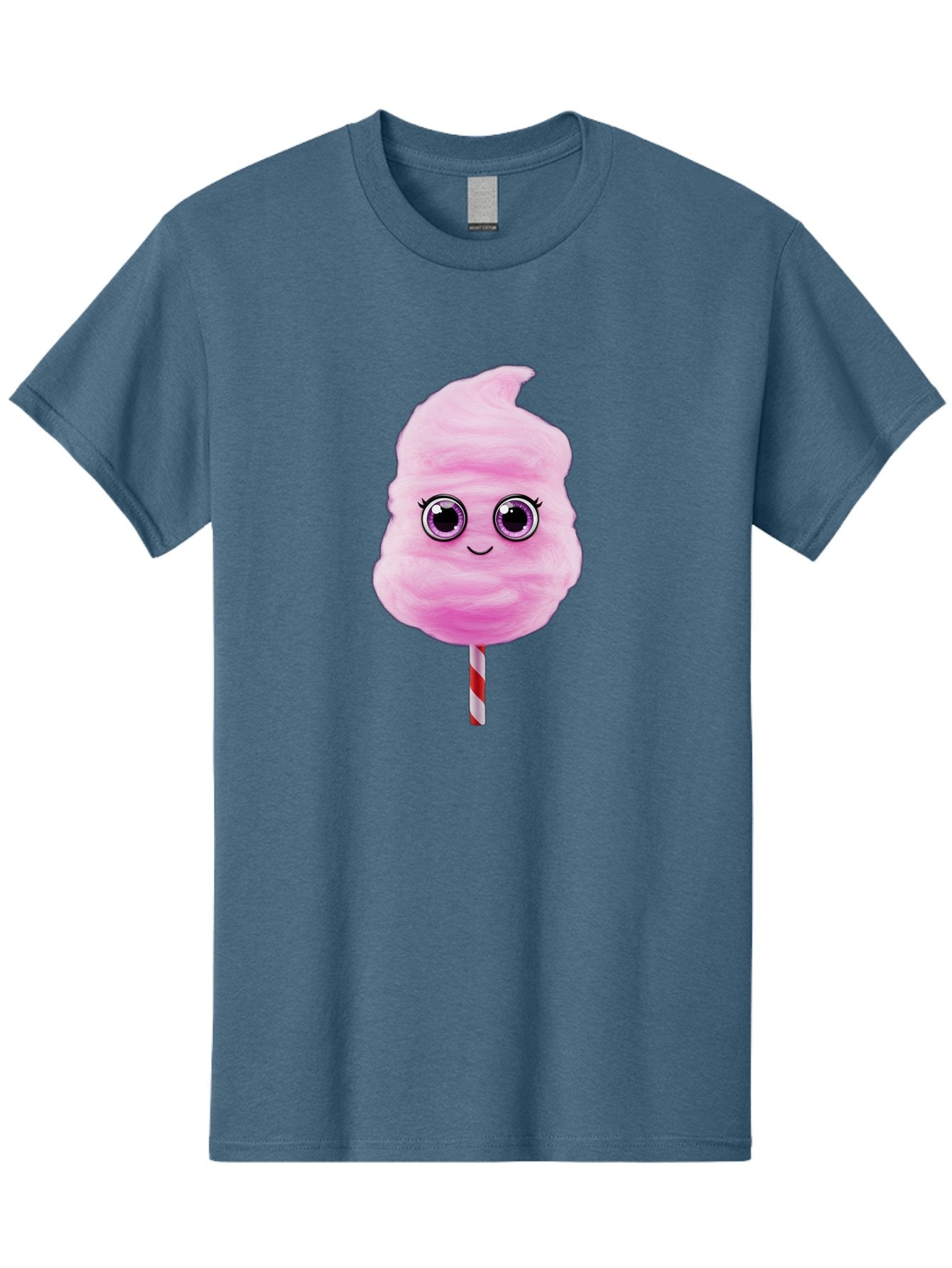 Cotton-Candy-6 Men'S Graphic Tee, 100% Cotton, Comfortable Casual Summer Wear, Machine Washable, Pink Cotton Candy On A Stick, Fluffy Texture, Anthropomorphic Candy, Cute Cartoon Character, Sweet Treats, Carnival Snack, Fun Food, Bac914