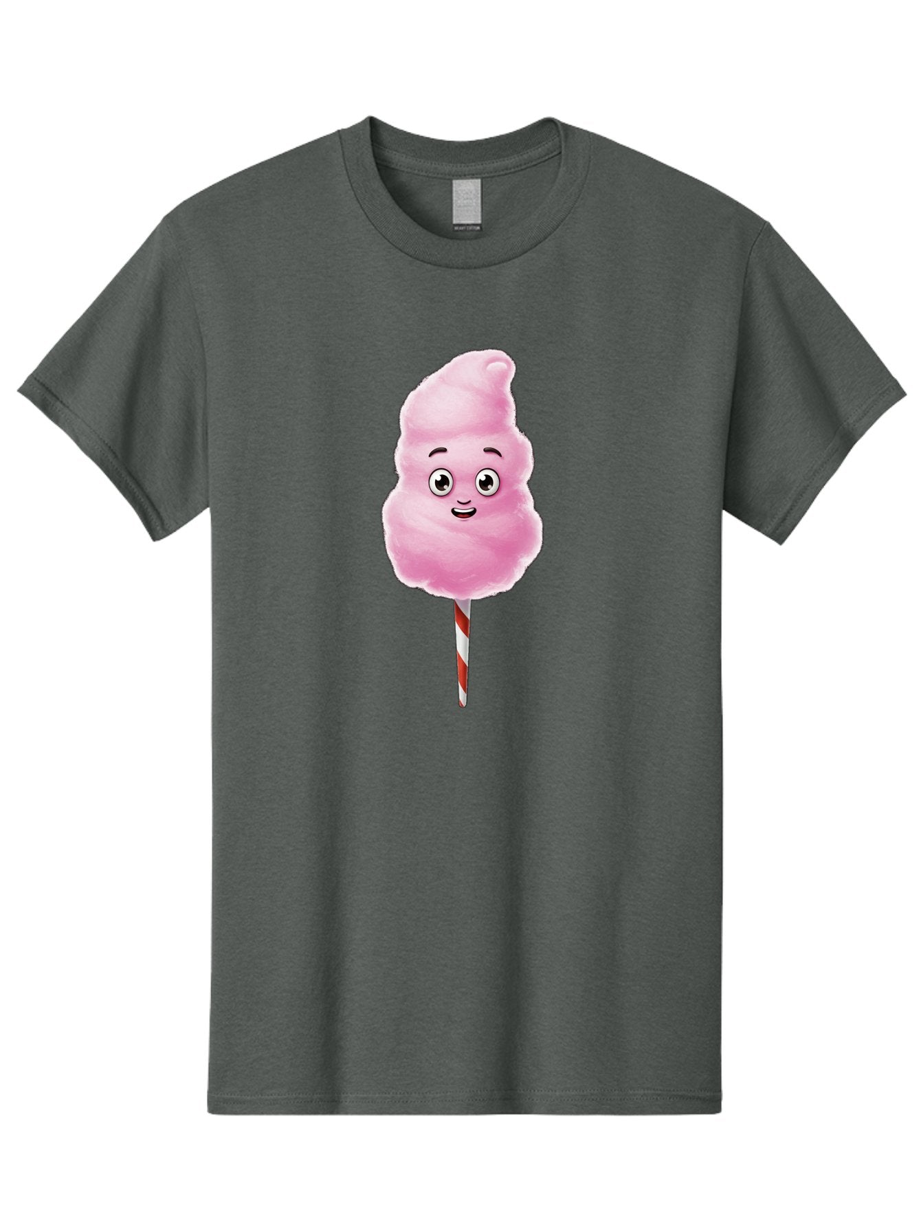 Cotton-Candy-7 Men'S Graphic Tee, 100% Cotton, Comfortable Casual Summer Wear, Machine Washable, Pink Cotton Candy, Cartoon Character, Smiling Face, Happy Eyes, Red And White Stick, Sweet Treat, Fluffy Texture, Cartoon Candy Bac915