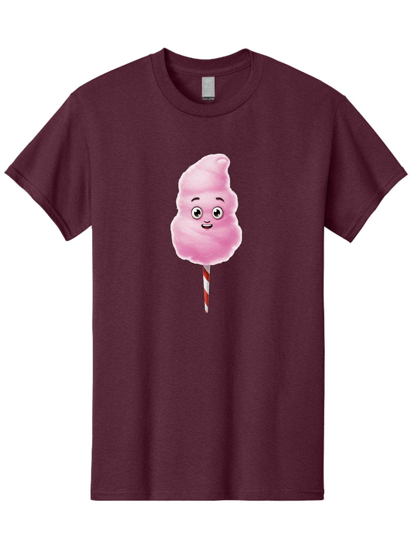 Cotton-Candy-7 Men'S Graphic Tee, 100% Cotton, Comfortable Casual Summer Wear, Machine Washable, Pink Cotton Candy, Cartoon Character, Smiling Face, Happy Eyes, Red And White Stick, Sweet Treat, Fluffy Texture, Cartoon Candy Bac915 6