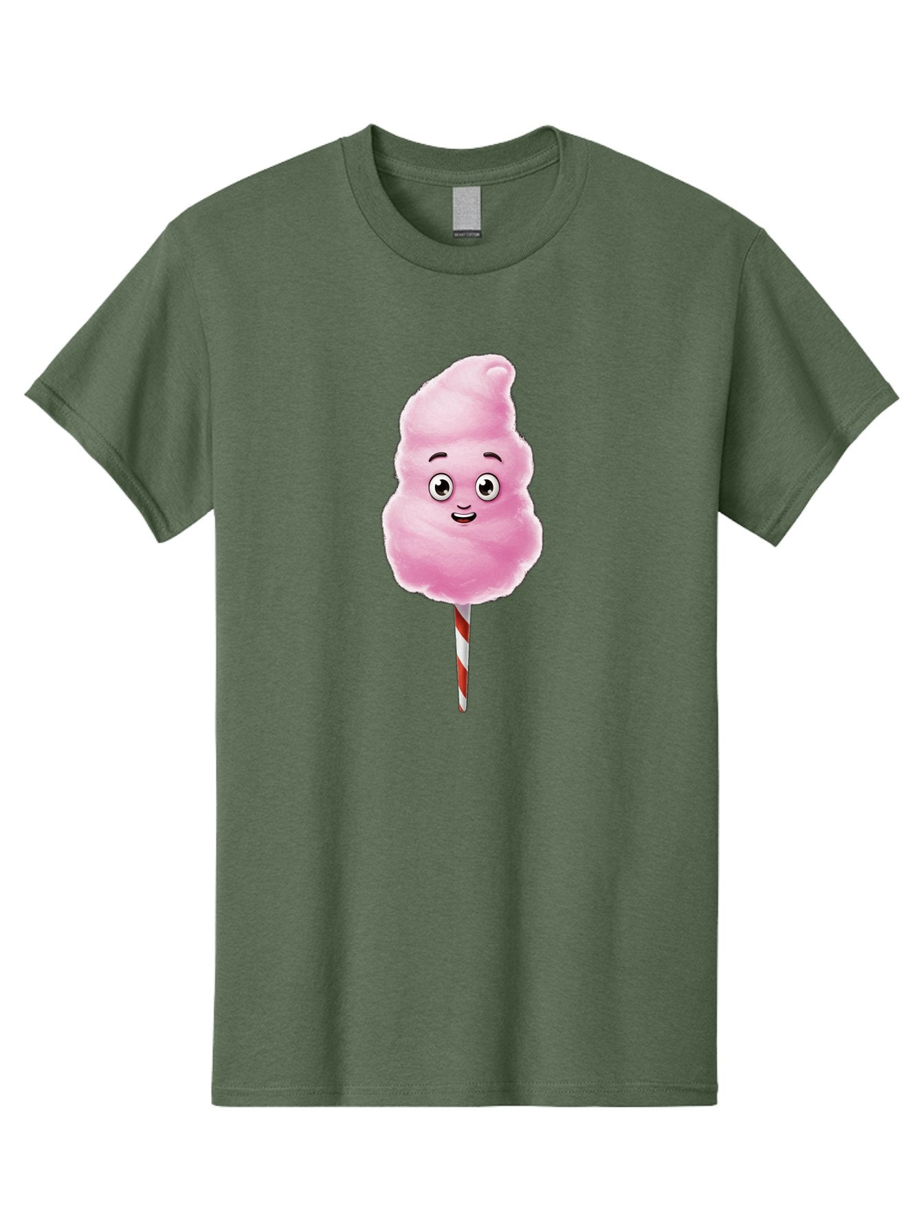 Cotton-Candy-7 Men'S Graphic Tee, 100% Cotton, Comfortable Casual Summer Wear, Machine Washable, Pink Cotton Candy, Cartoon Character, Smiling Face, Happy Eyes, Red And White Stick, Sweet Treat, Fluffy Texture, Cartoon Candy Bac915 4
