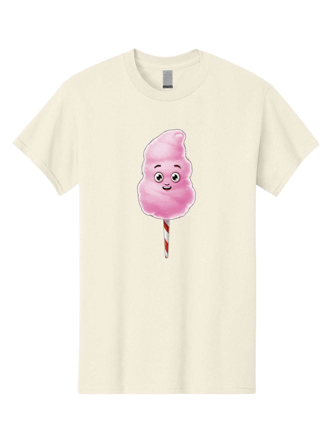 Cotton-Candy-7 Men'S Graphic Tee, 100% Cotton, Comfortable Casual Summer Wear, Machine Washable, Pink Cotton Candy, Cartoon Character, Smiling Face, Happy Eyes, Red And White Stick, Sweet Treat, Fluffy Texture, Cartoon Candy Bac915 7