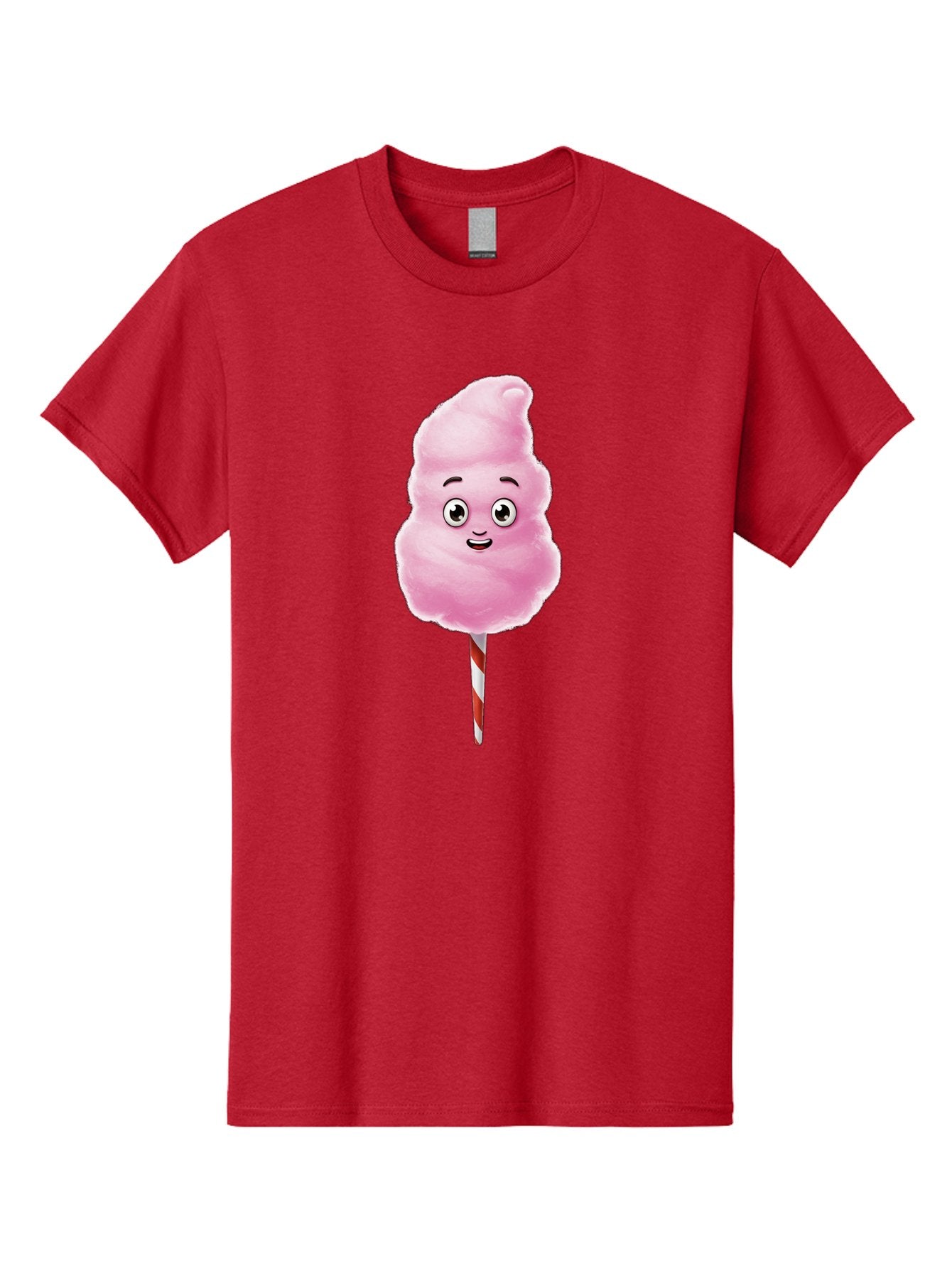 Cotton-Candy-7 Men'S Graphic Tee, 100% Cotton, Comfortable Casual Summer Wear, Machine Washable, Pink Cotton Candy, Cartoon Character, Smiling Face, Happy Eyes, Red And White Stick, Sweet Treat, Fluffy Texture, Cartoon Candy Bac915 5