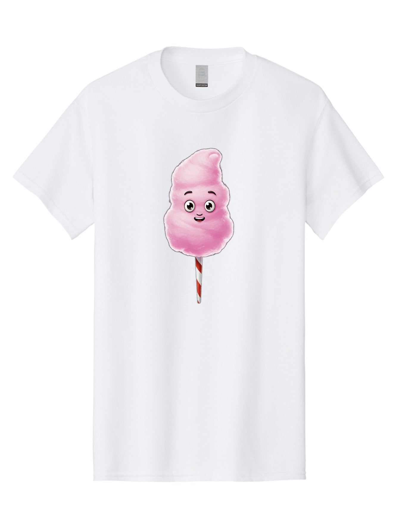 Cotton-Candy-7 Men'S Graphic Tee, 100% Cotton, Comfortable Casual Summer Wear, Machine Washable, Pink Cotton Candy, Cartoon Character, Smiling Face, Happy Eyes, Red And White Stick, Sweet Treat, Fluffy Texture, Cartoon Candy Bac915 15