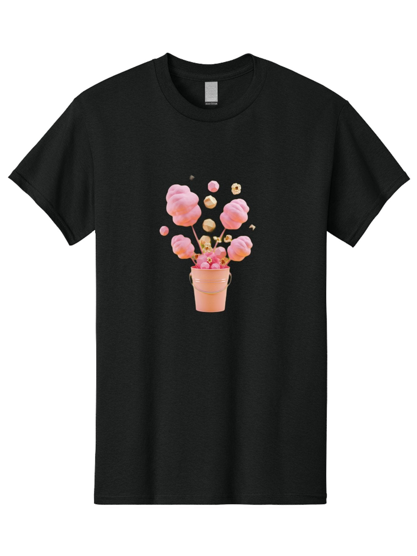 Cotton-Candy-Bucket Men'S Graphic Tee, 100% Cotton, Comfortable Casual Summer Wear, Machine Washable, Pink Cotton Candy, Candy In Bucket, Sweet Treats, Fluffy Candy, Cotton Candy, Sweet Pink, Candy Bucket, Colorful Candy, Whimsical Dessert Bac920 5