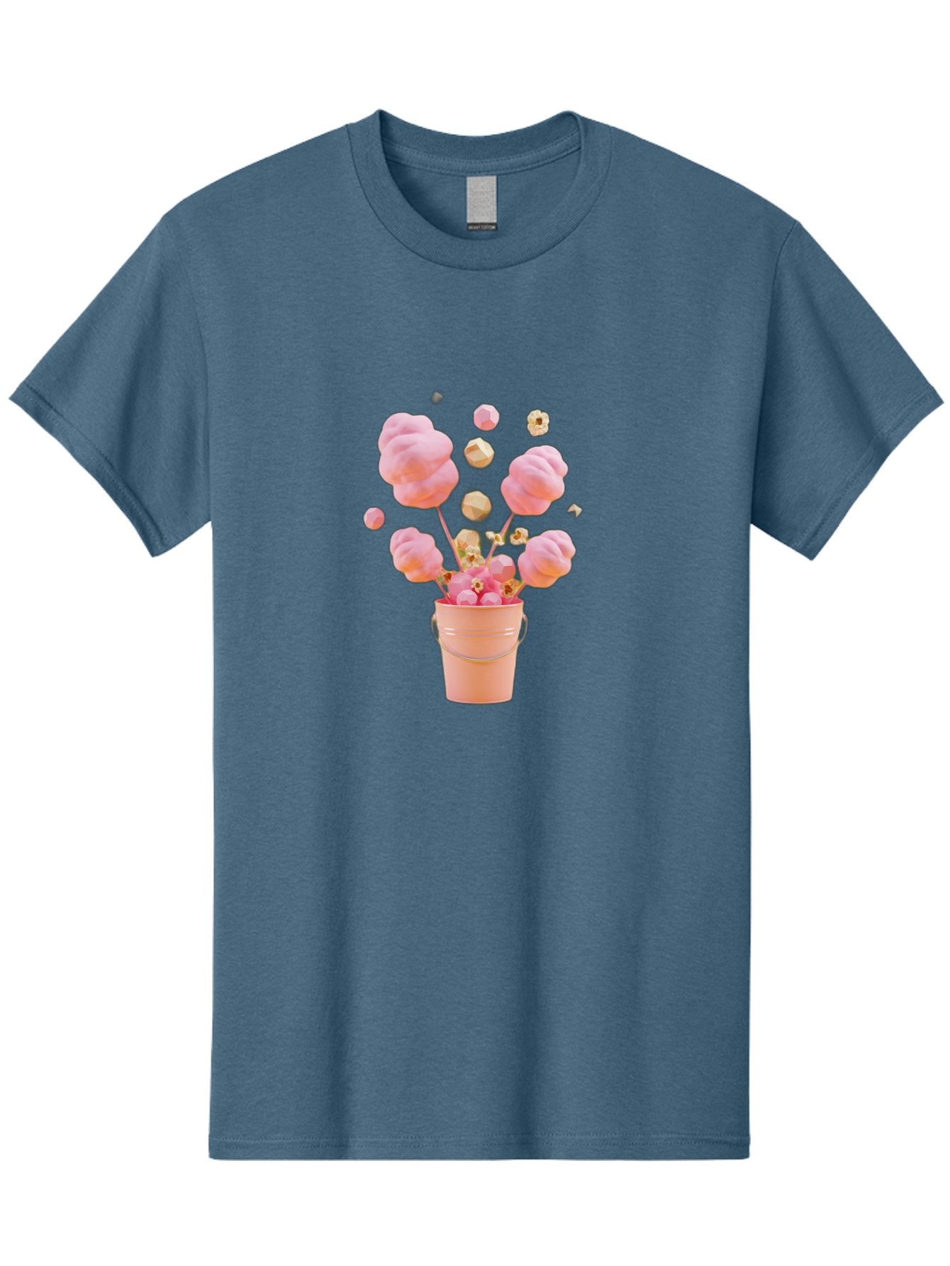 Cotton-Candy-Bucket Men'S Graphic Tee, 100% Cotton, Comfortable Casual Summer Wear, Machine Washable, Pink Cotton Candy, Candy In Bucket, Sweet Treats, Fluffy Candy, Cotton Candy, Sweet Pink, Candy Bucket, Colorful Candy, Whimsical Dessert Bac920 4