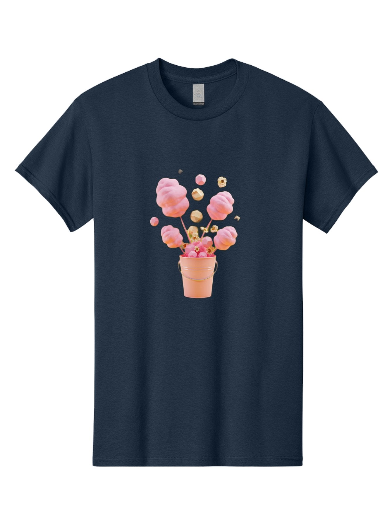 Cotton-Candy-Bucket Men'S Graphic Tee, 100% Cotton, Comfortable Casual Summer Wear, Machine Washable, Pink Cotton Candy, Candy In Bucket, Sweet Treats, Fluffy Candy, Cotton Candy, Sweet Pink, Candy Bucket, Colorful Candy, Whimsical Dessert Bac920 8
