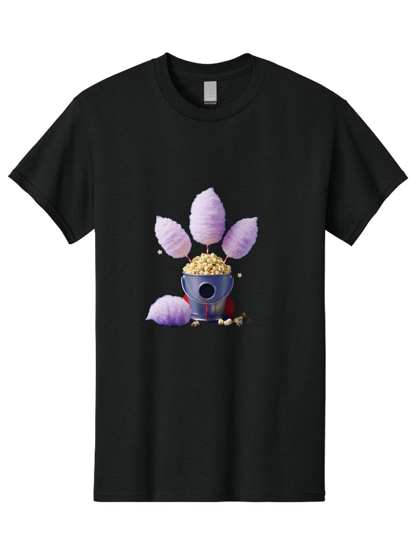 Cotton-Candy-Machine Men'S Graphic Tee, 100% Cotton, Comfortable Casual Summer Wear, Machine Washable, Cotton Candy Machine, Popcorn, Fluffy Treats, Carnival Delights, Sweet Tooth, Fun Snacks, Party Favors, Whimsical Dessert Bac922