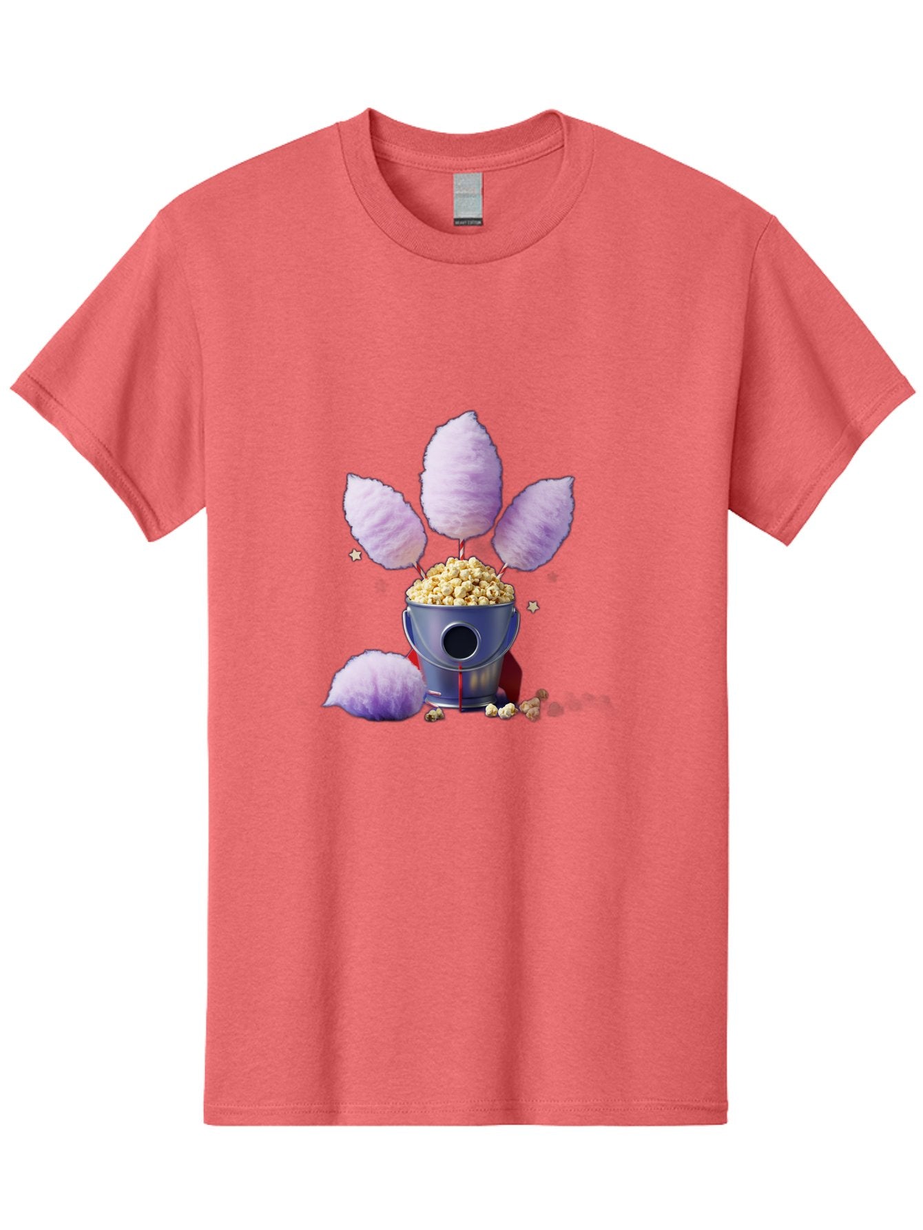 Cotton-Candy-Machine Men'S Graphic Tee, 100% Cotton, Comfortable Casual Summer Wear, Machine Washable, Cotton Candy Machine, Popcorn, Fluffy Treats, Carnival Delights, Sweet Tooth, Fun Snacks, Party Favors, Whimsical Dessert Bac922